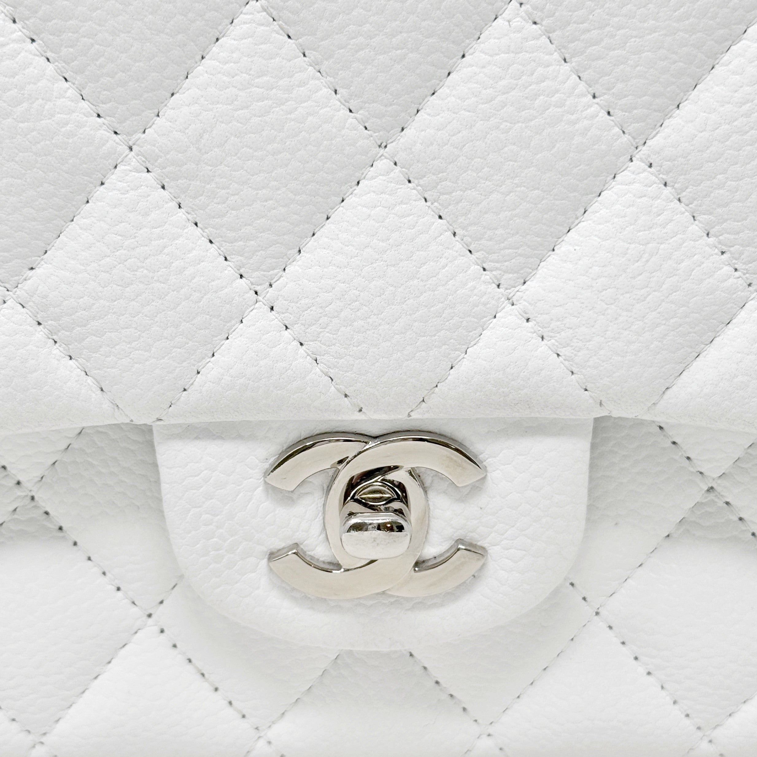 Chanel White Caviar Medium Classic Flap