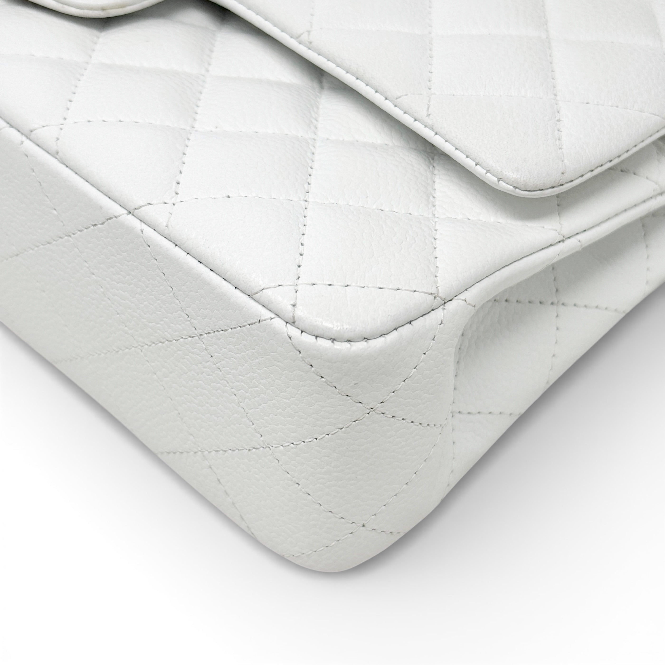 Chanel White Caviar Medium Classic Flap