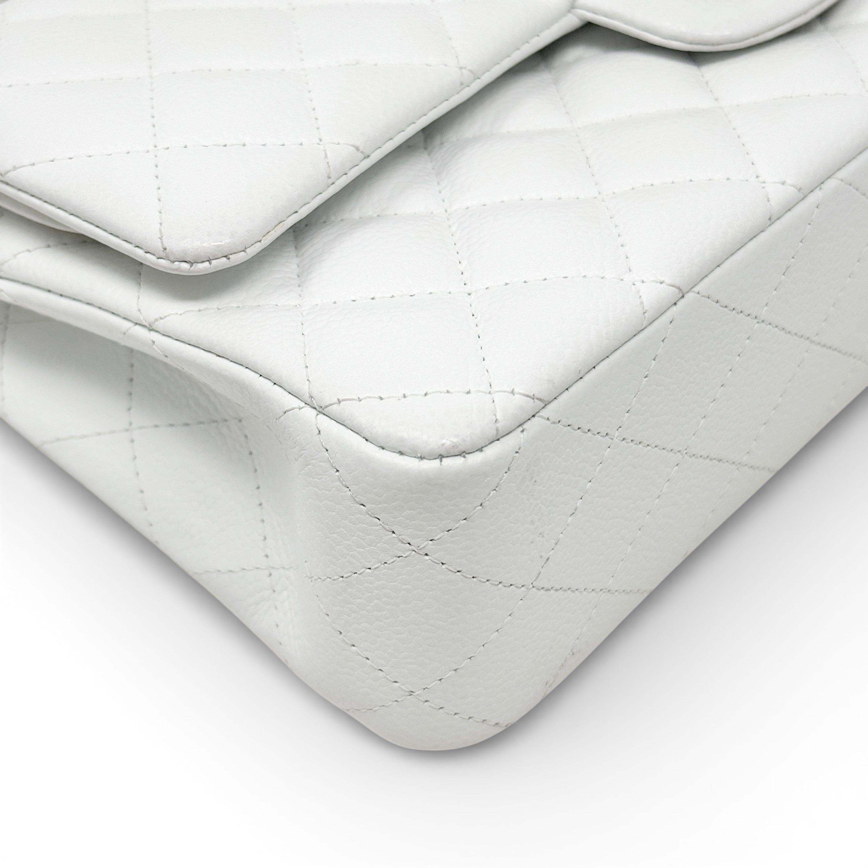 Chanel White Caviar Medium Classic Flap