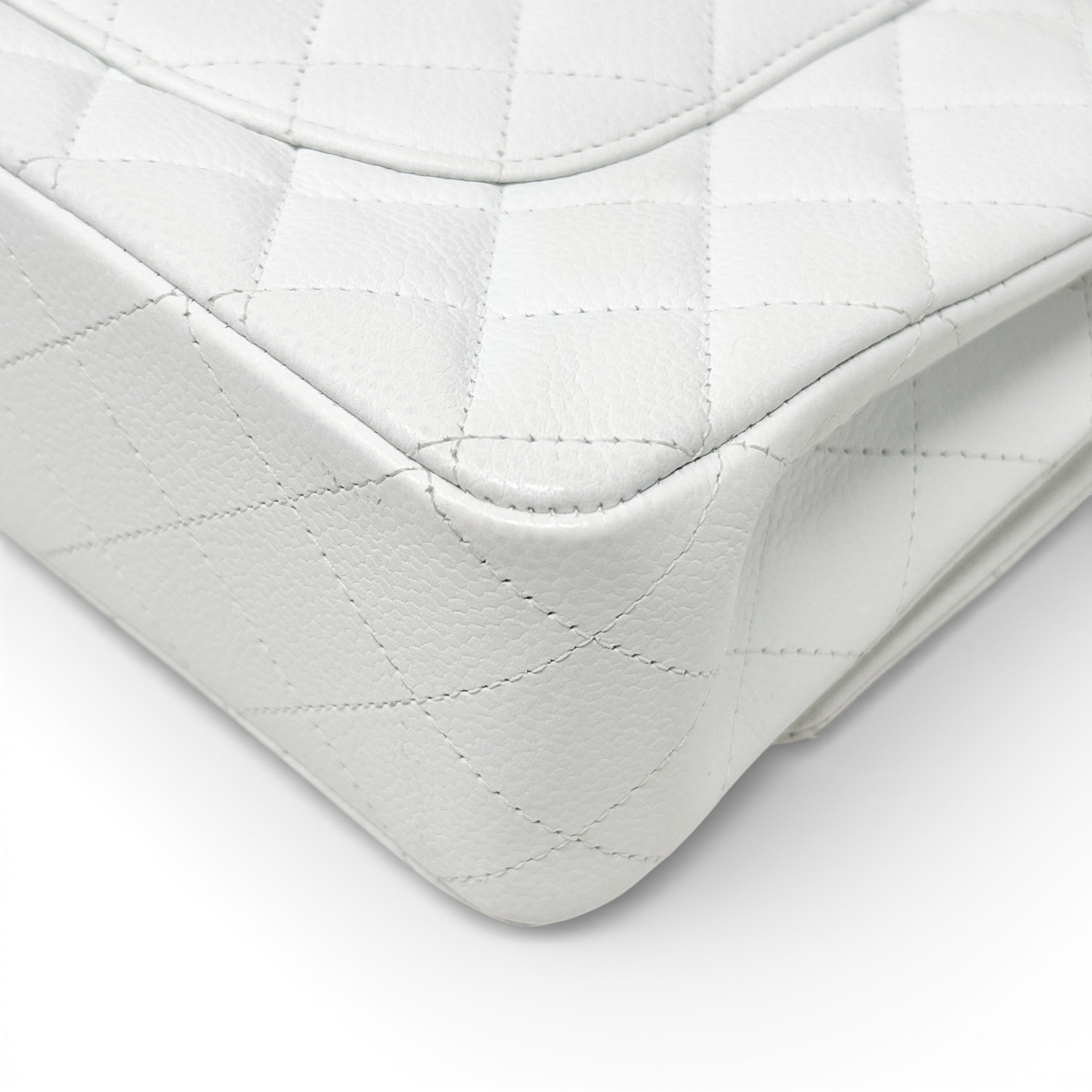 Chanel White Caviar Medium Classic Flap