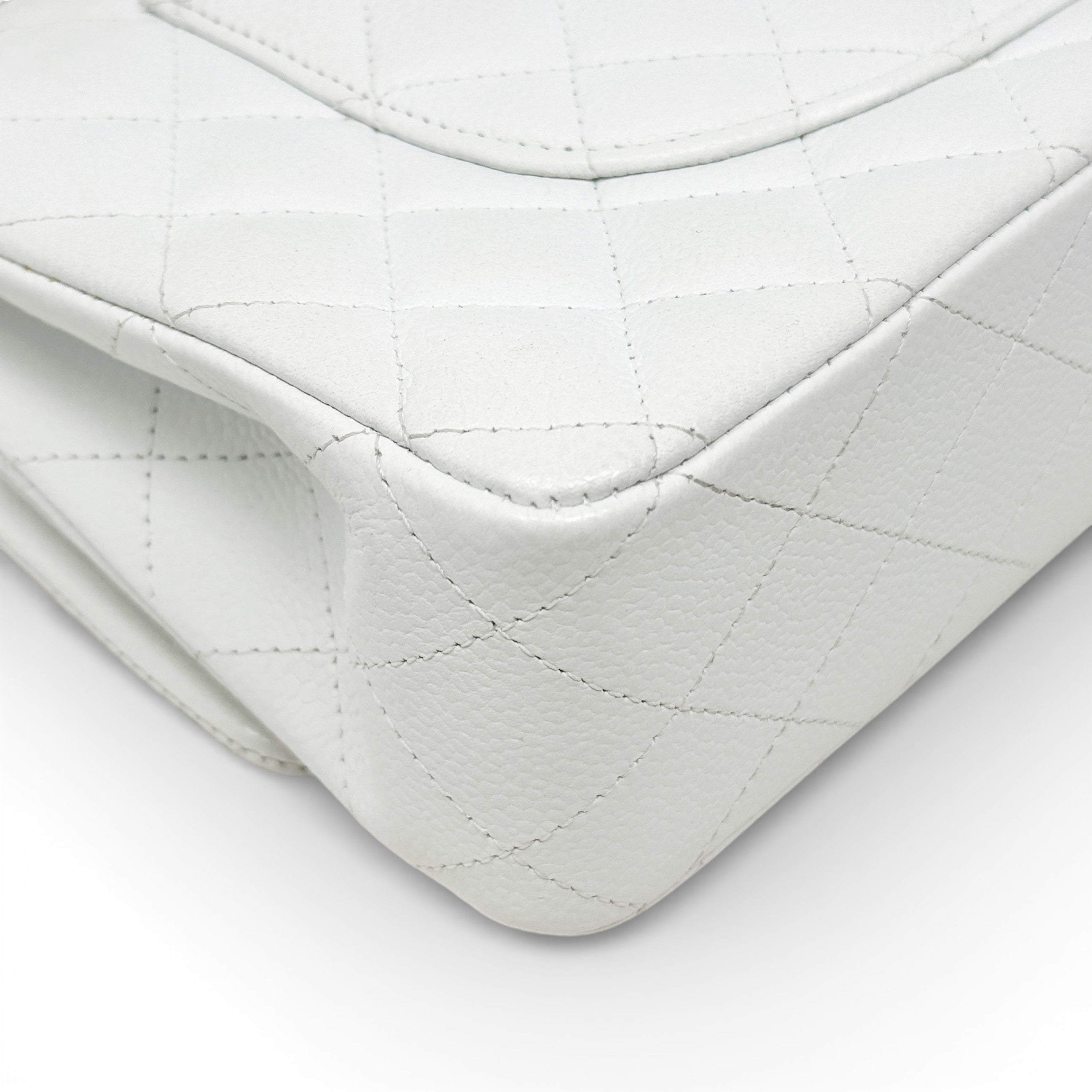 Chanel White Caviar Medium Classic Flap