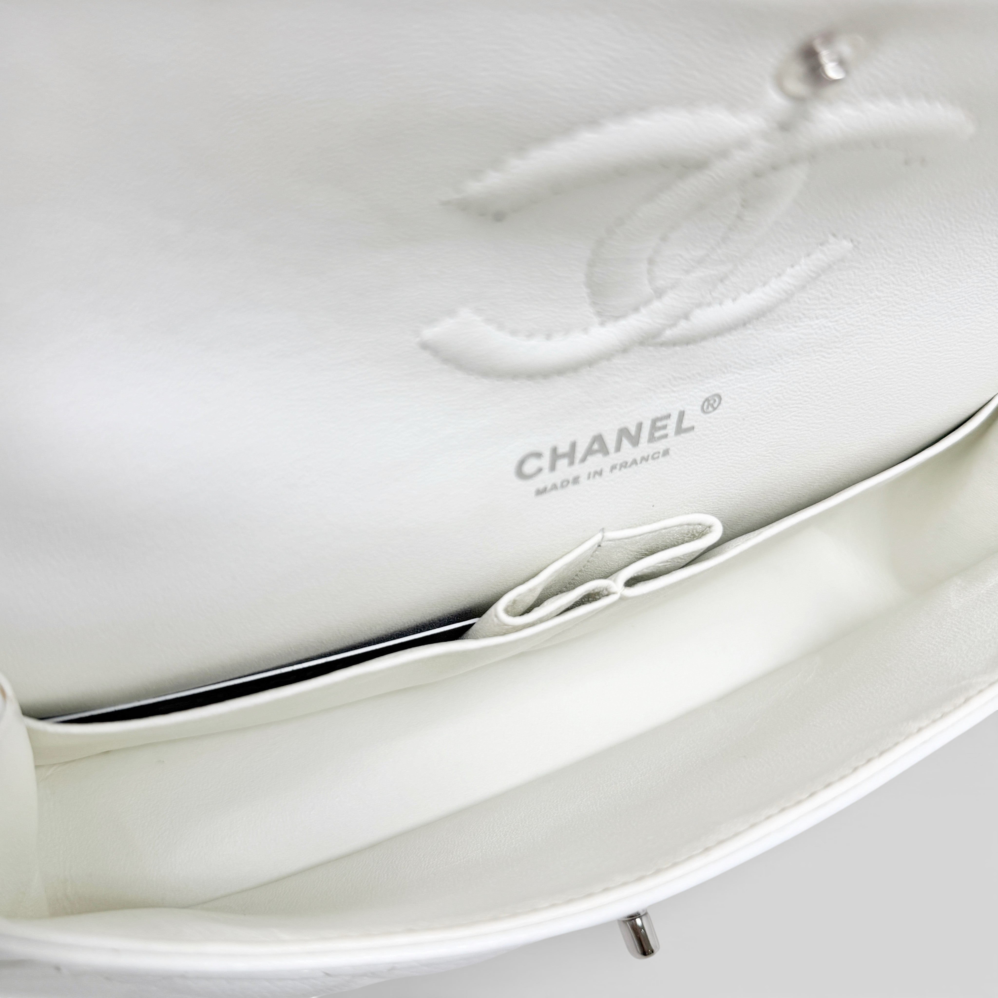 Chanel White Caviar Medium Classic Flap