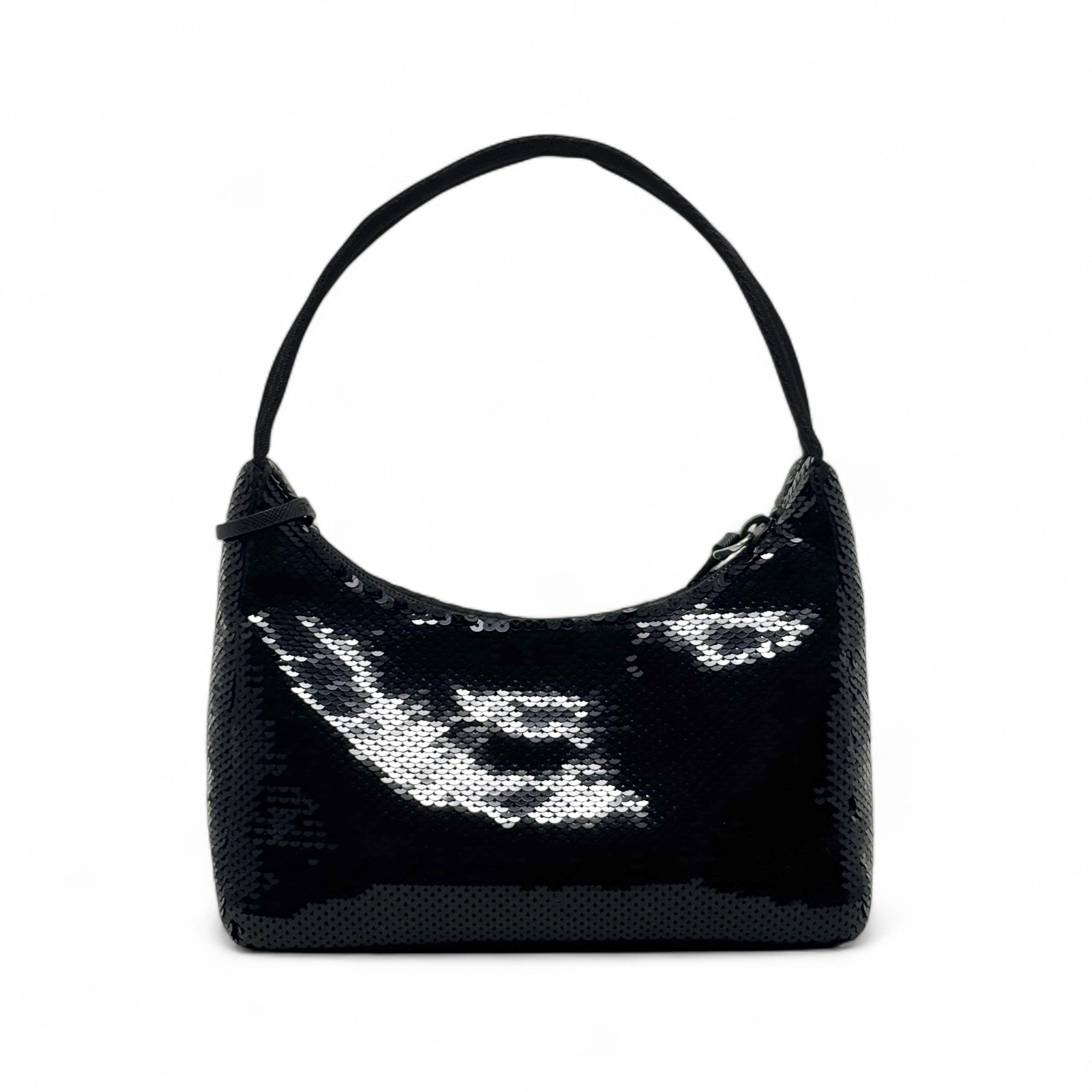 Prada Black Sequin Logo Re-Edition Mini Bag