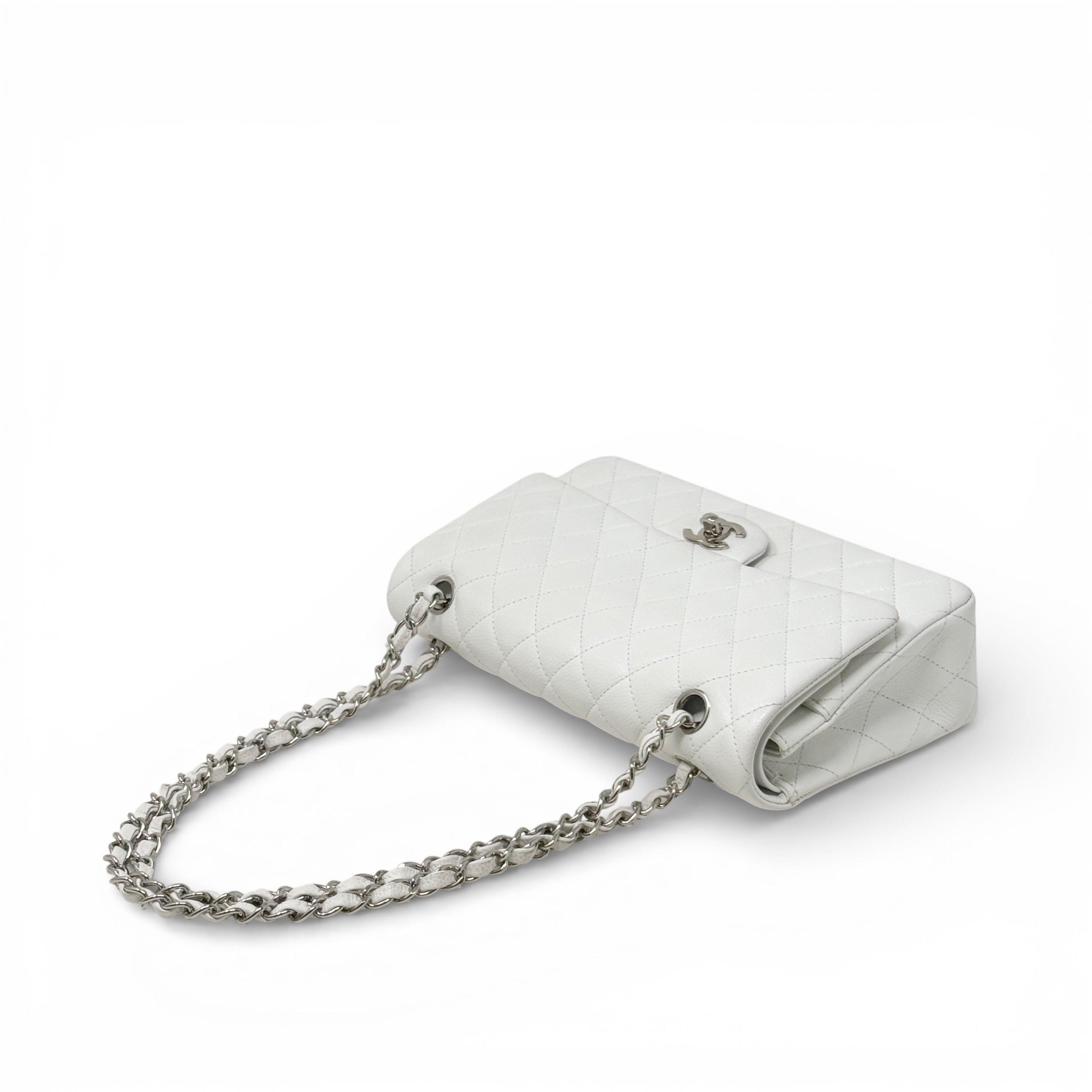 Chanel White Caviar Medium Classic Flap