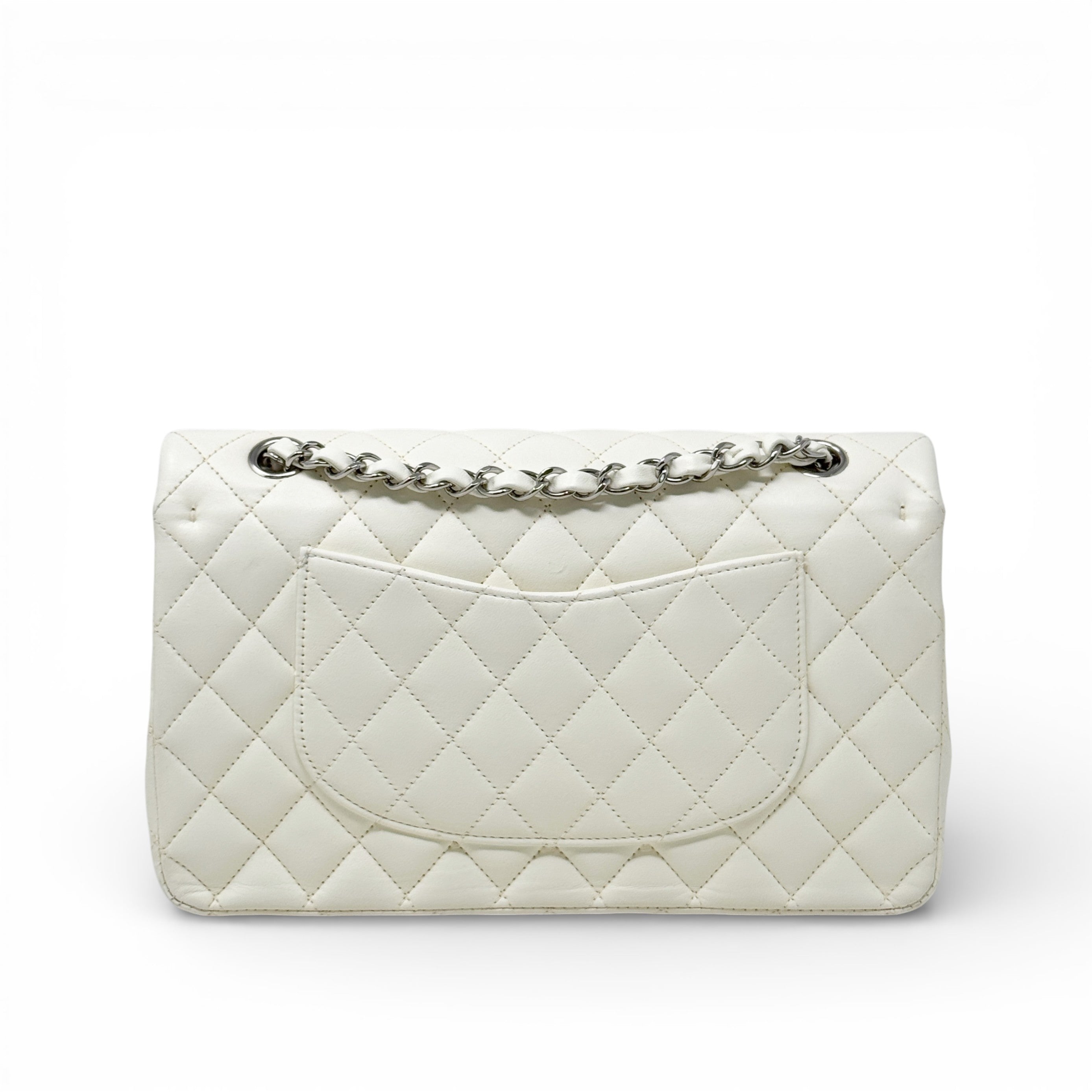 Chanel White Lambskin Medium Classic Flap