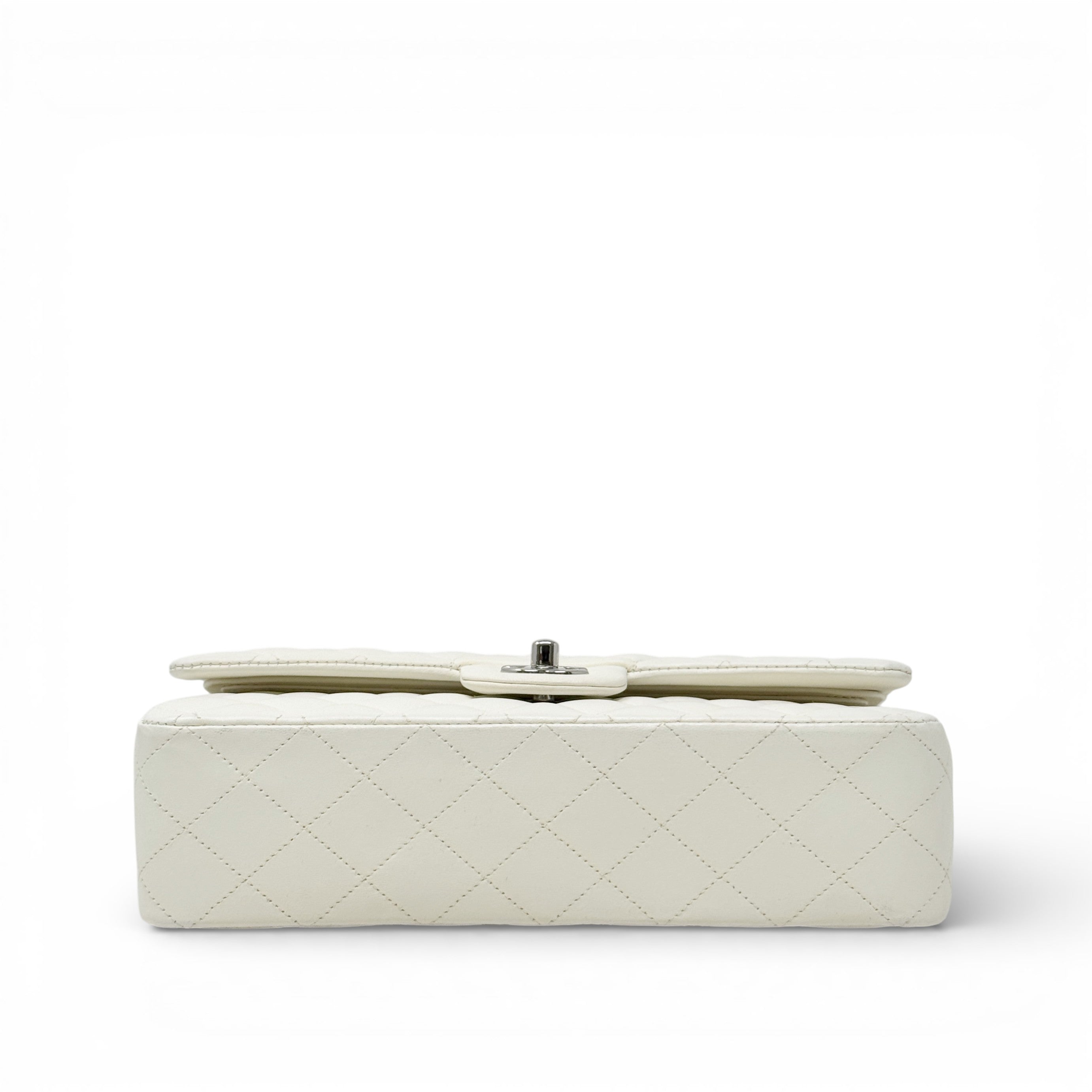 Chanel White Lambskin Medium Classic Flap