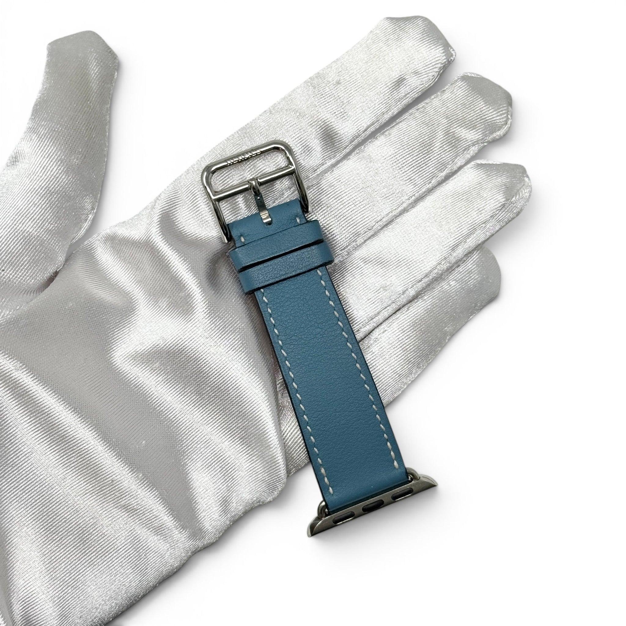 Hermes Bleu Jean Small Double Tour Apple Watch Band