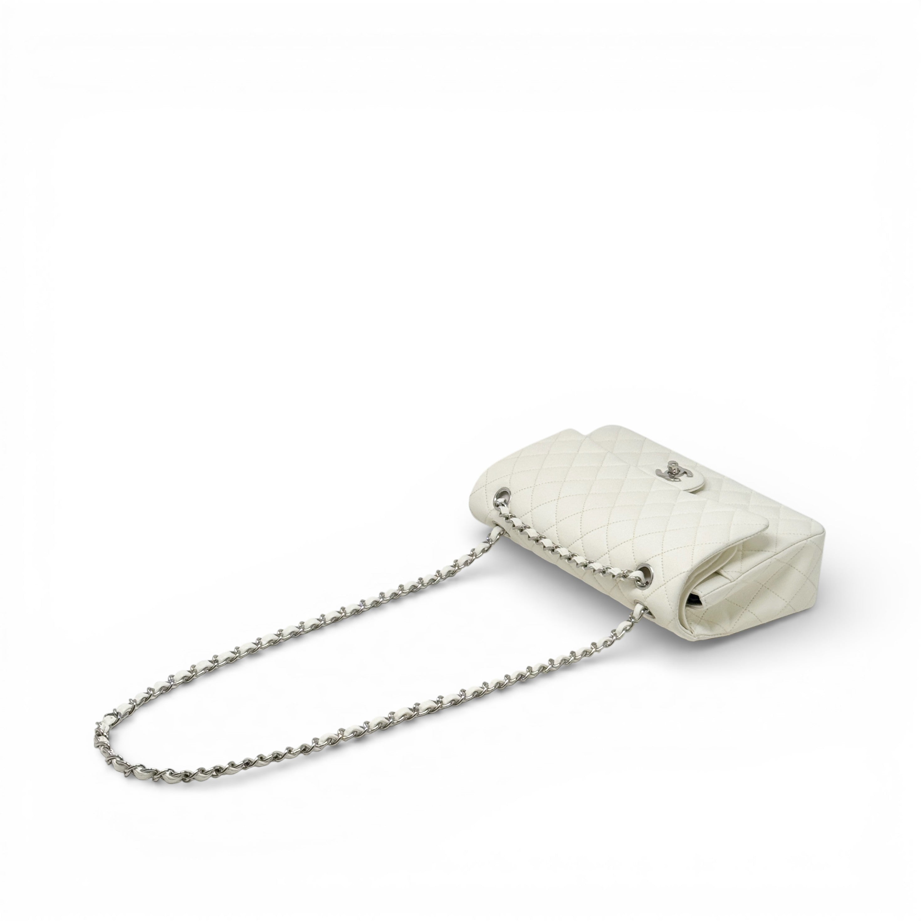 Chanel White Lambskin Medium Classic Flap