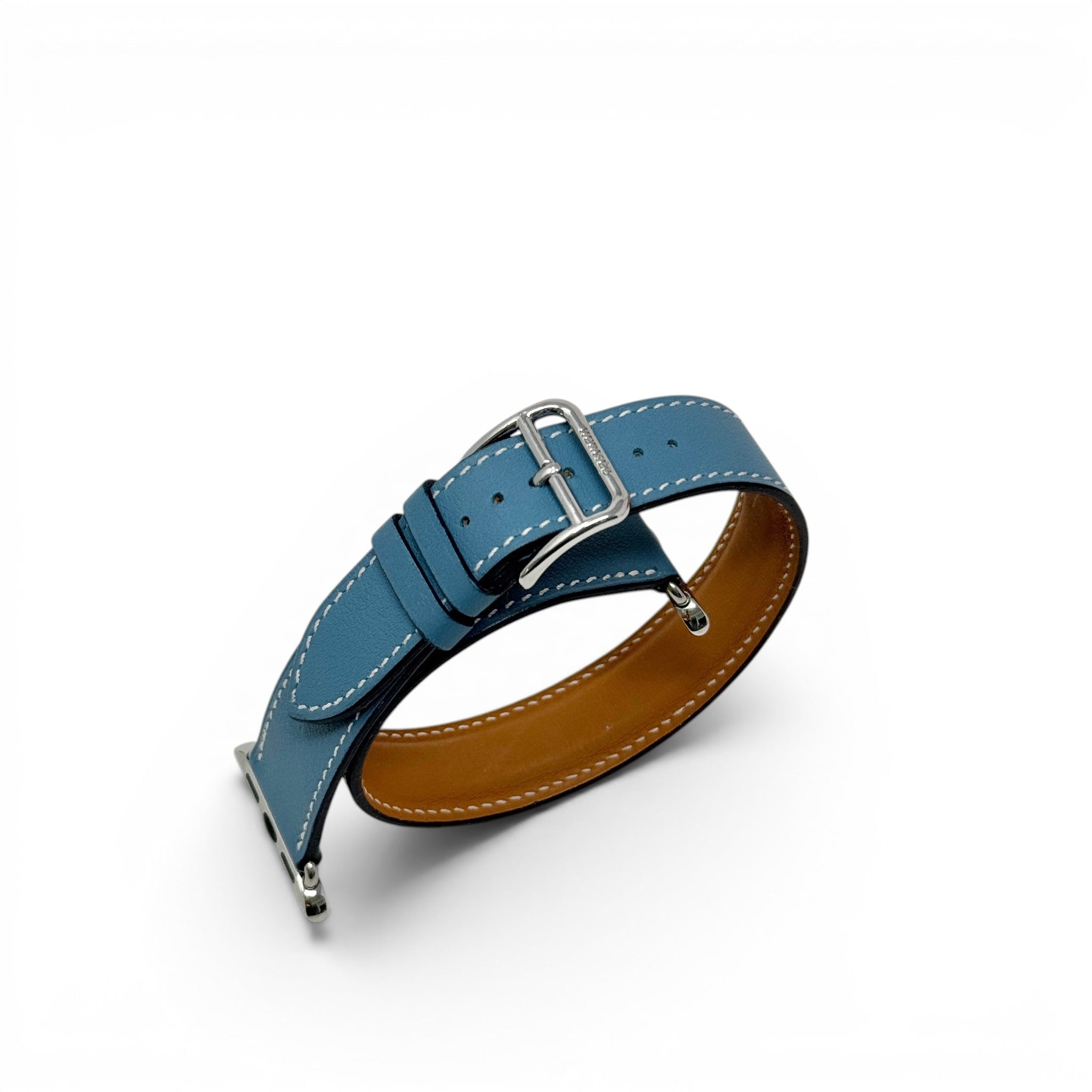Hermes Bleu Jean Small Double Tour Apple Watch Band
