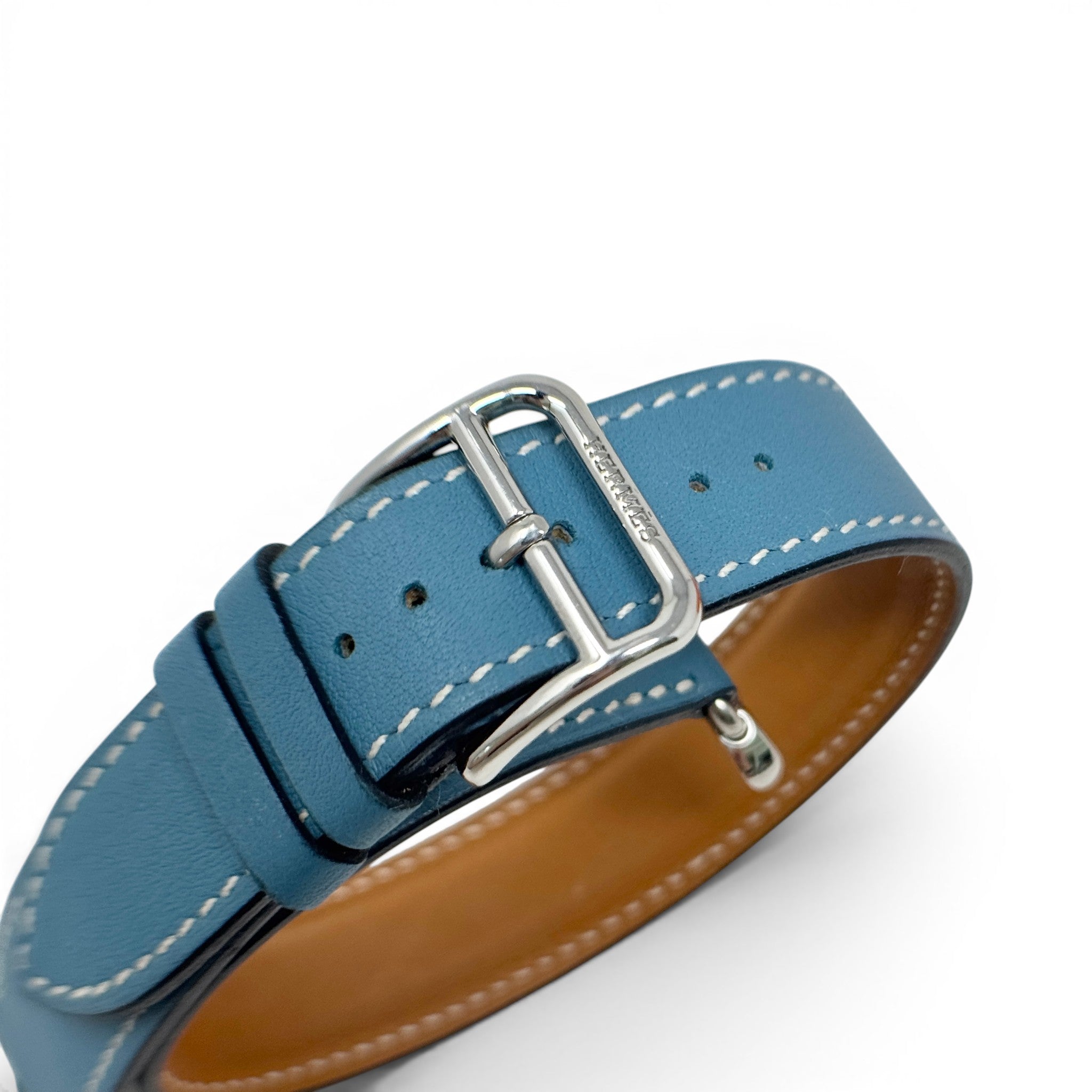 Hermes Bleu Jean Small Double Tour Apple Watch Band