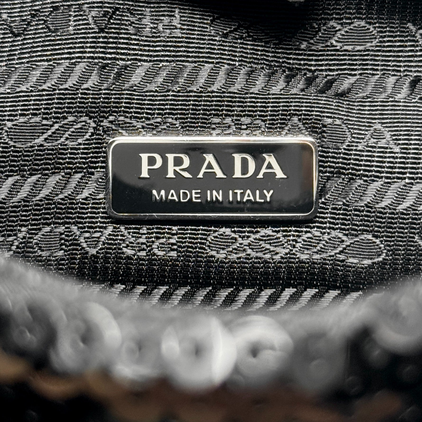 Prada Black Sequin Logo Re-Edition Mini Bag