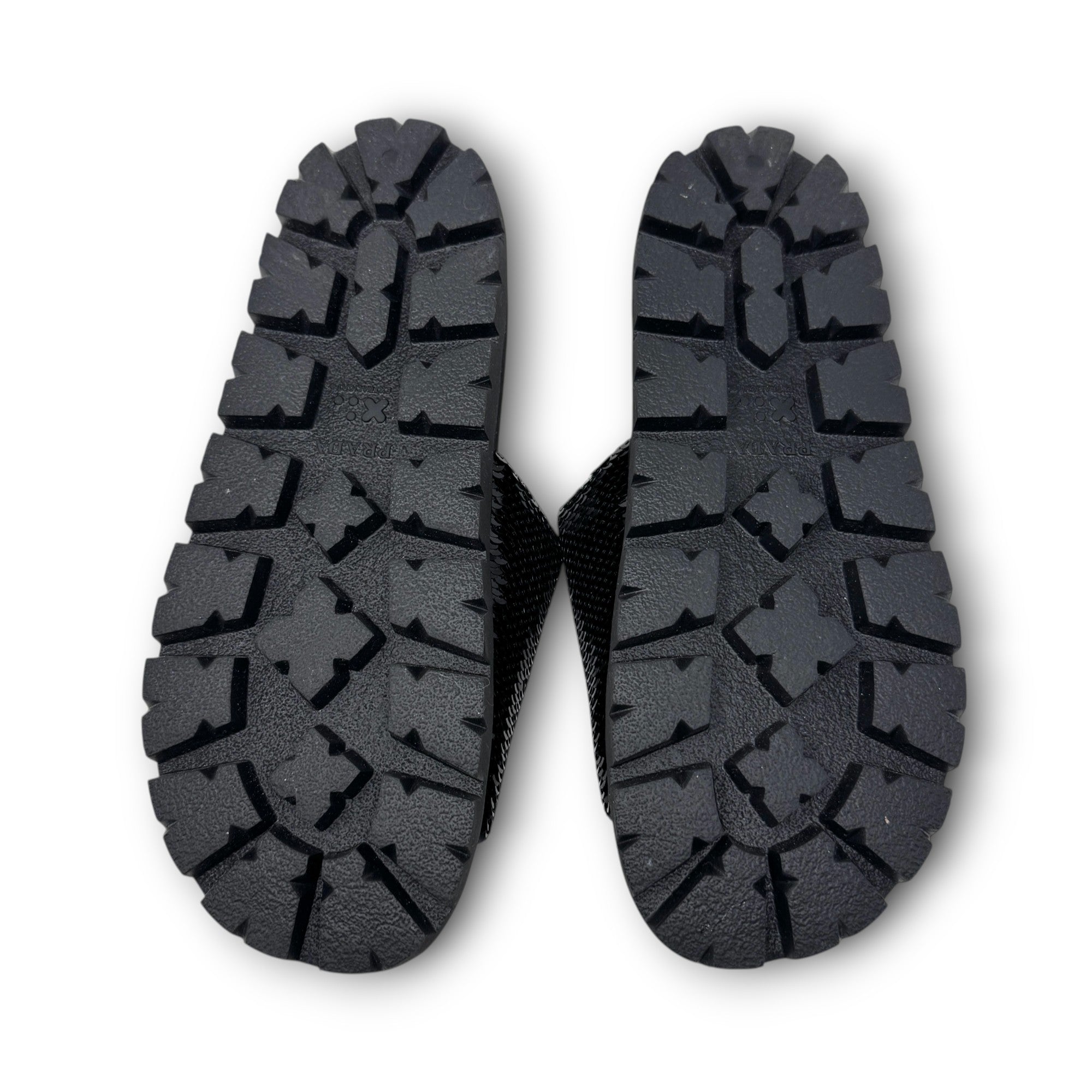 Prada Black Sequin Logo Slides 36.5
