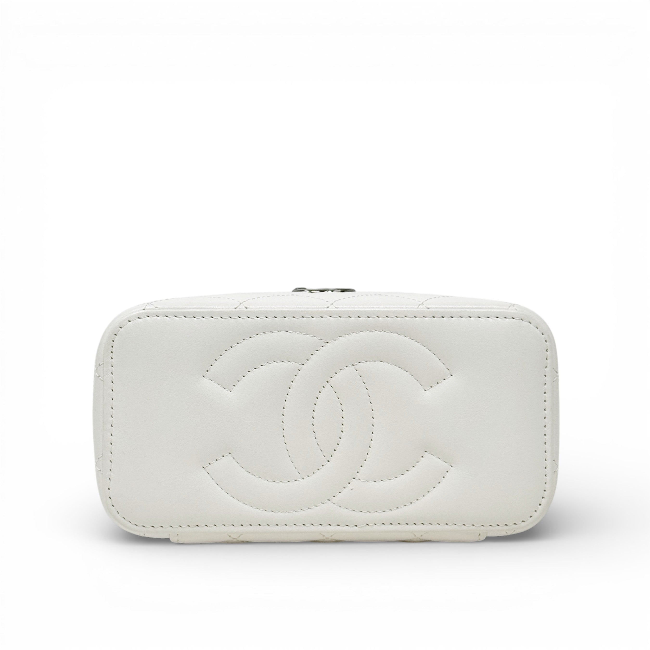 Chanel White Top Handle Vanity On Chain