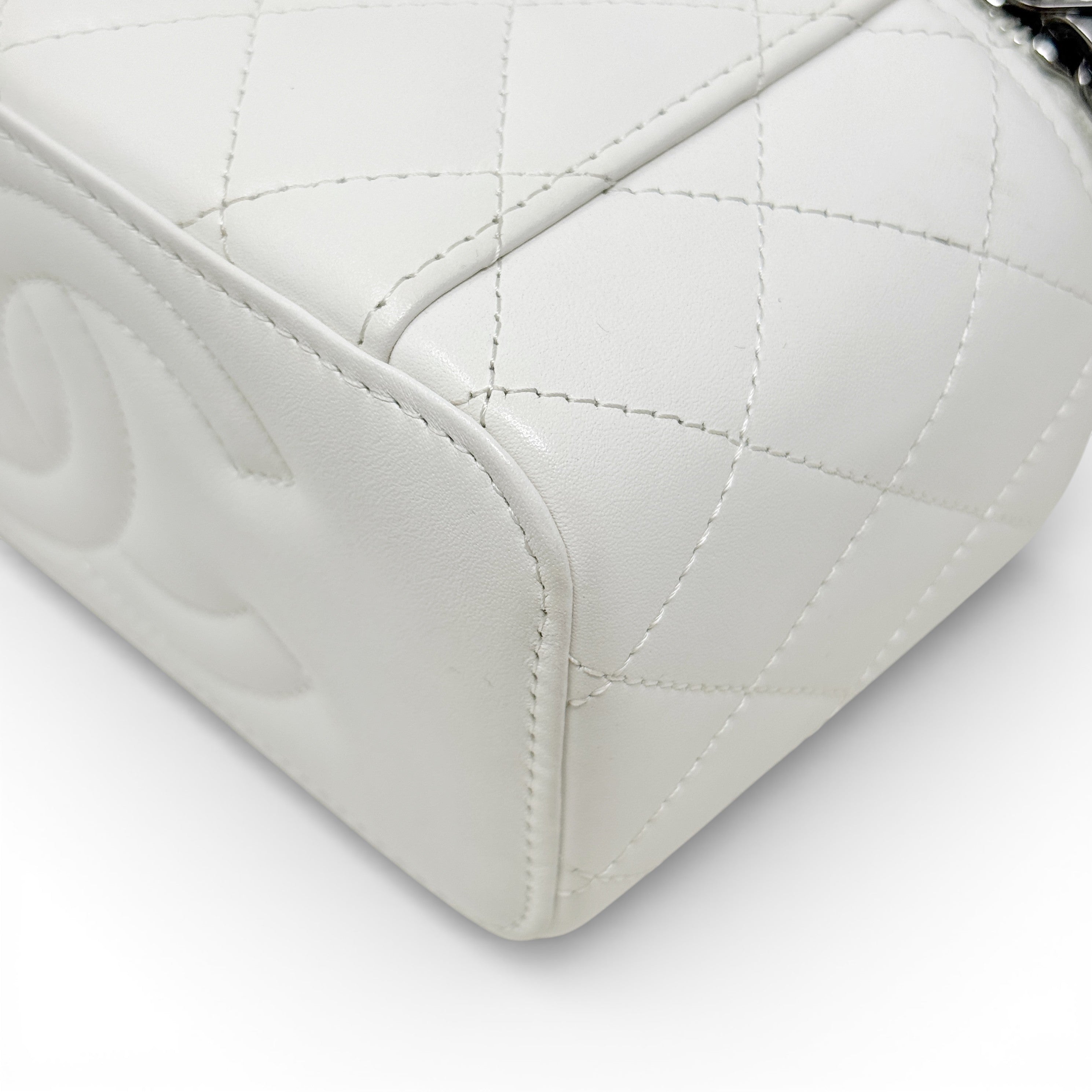 Chanel White Top Handle Vanity On Chain