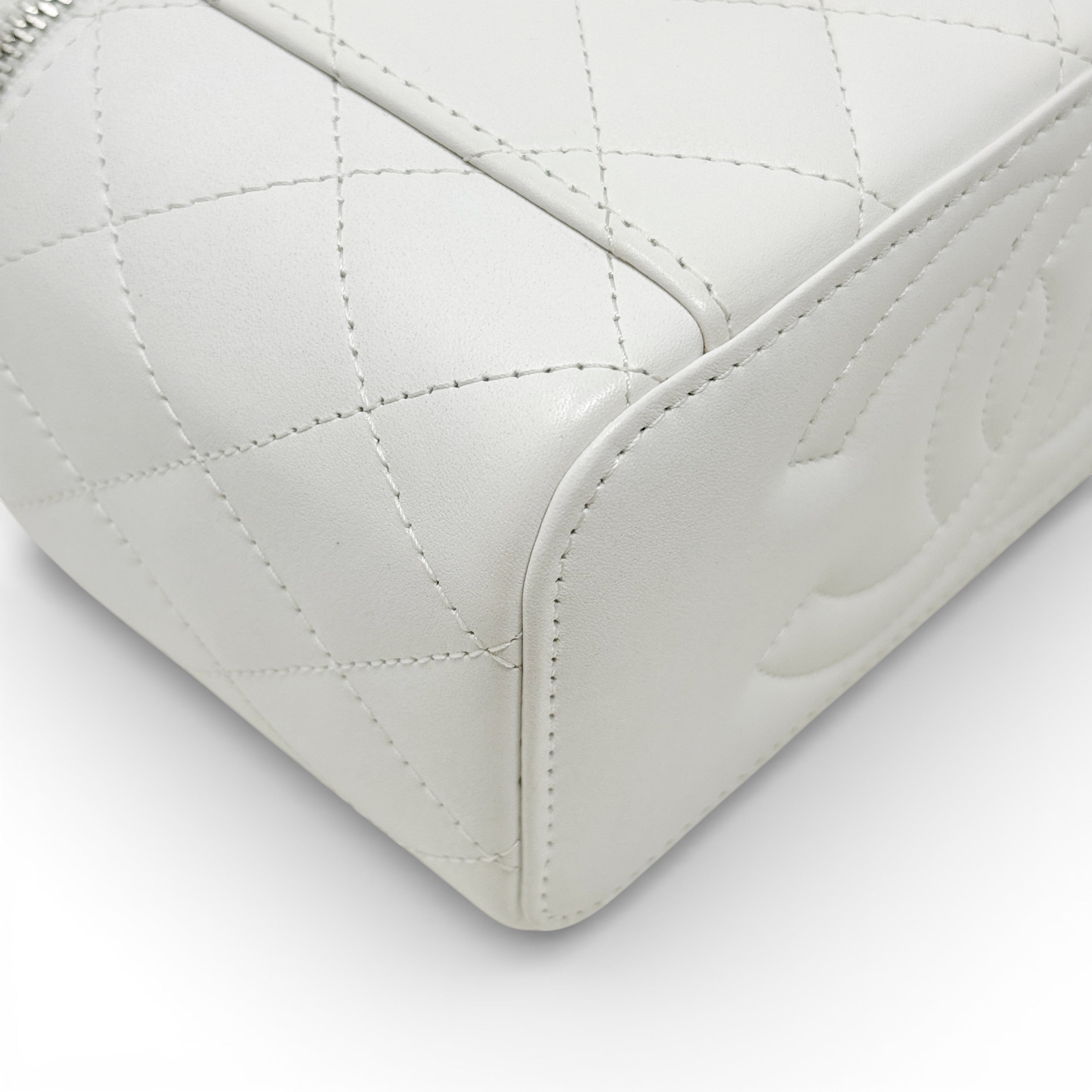 Chanel White Top Handle Vanity On Chain