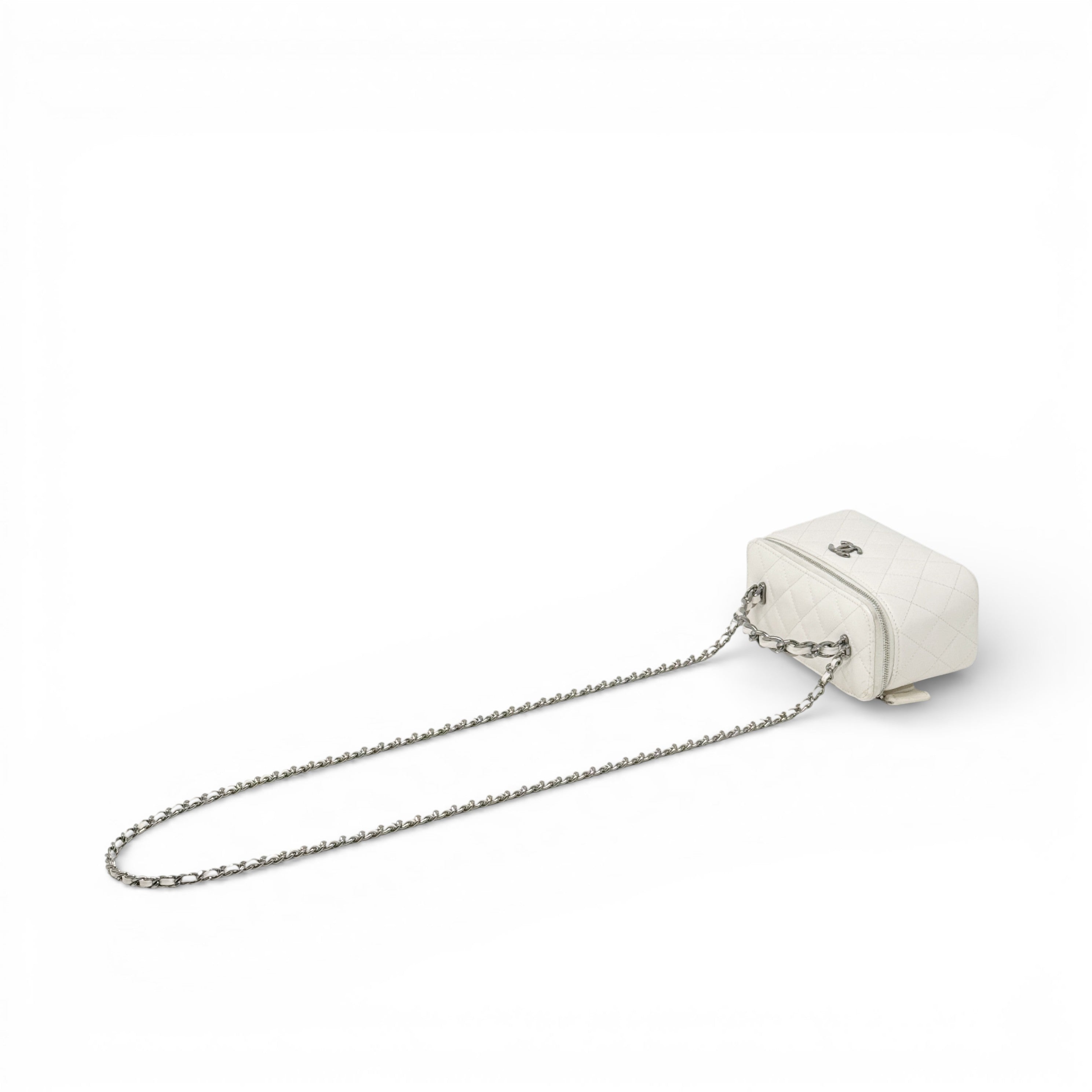 Chanel White Top Handle Vanity On Chain