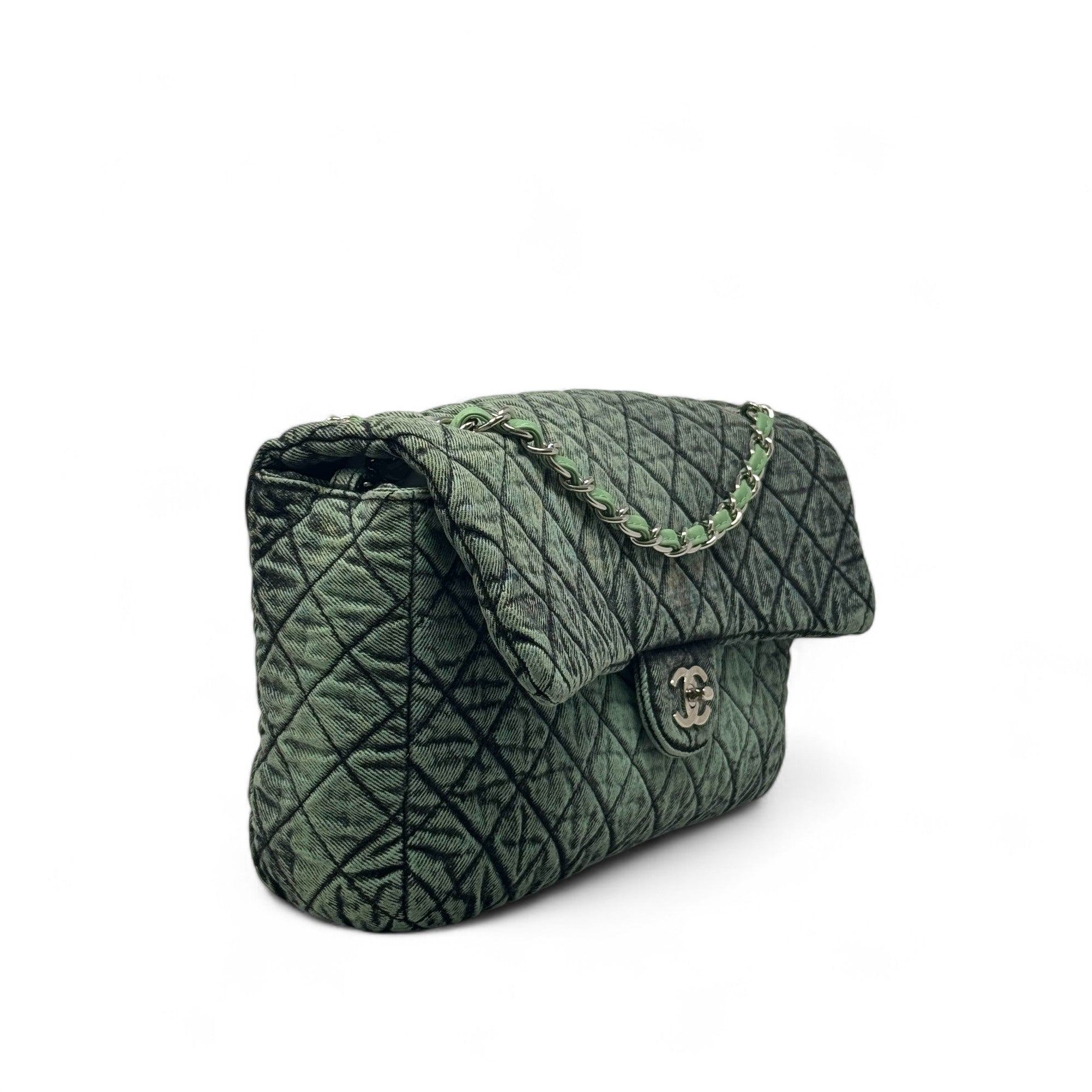 Chanel Green Denimpression Jumbo Flap