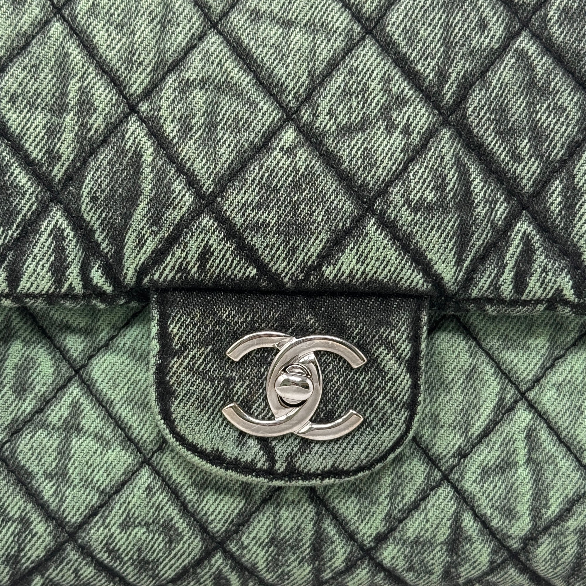 Chanel Green Denimpression Jumbo Flap