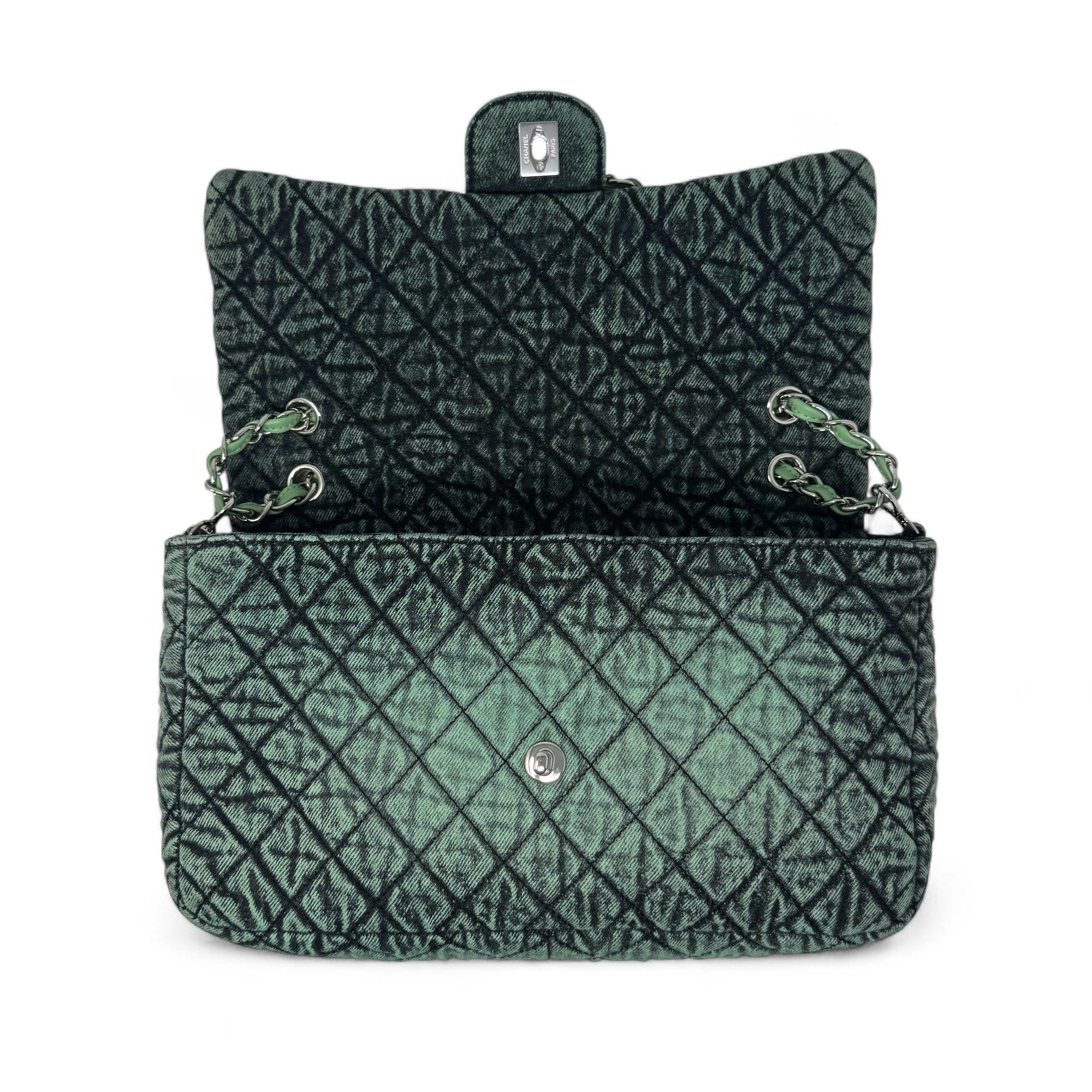 Chanel Green Denimpression Jumbo Flap