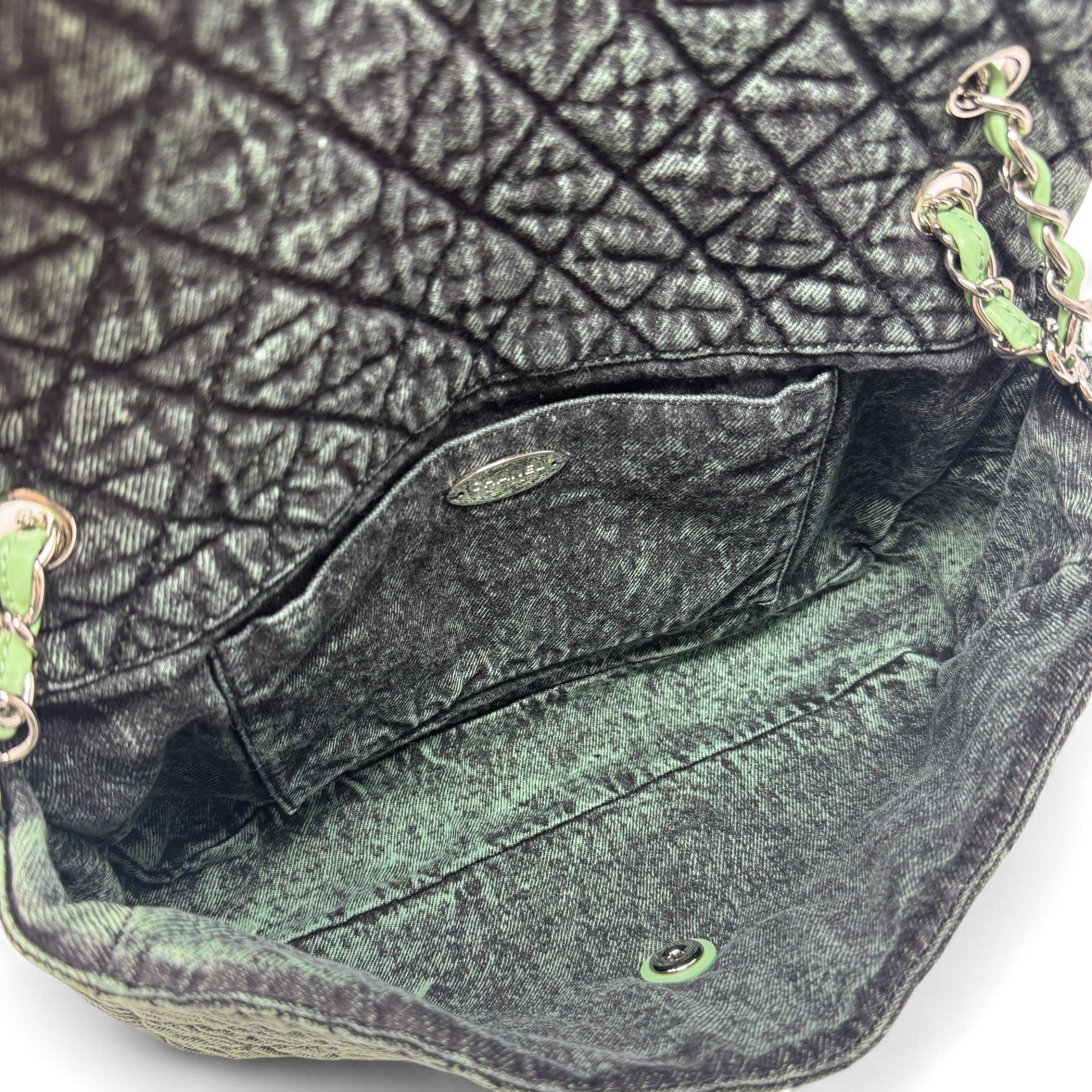 Chanel Green Denimpression Jumbo Flap