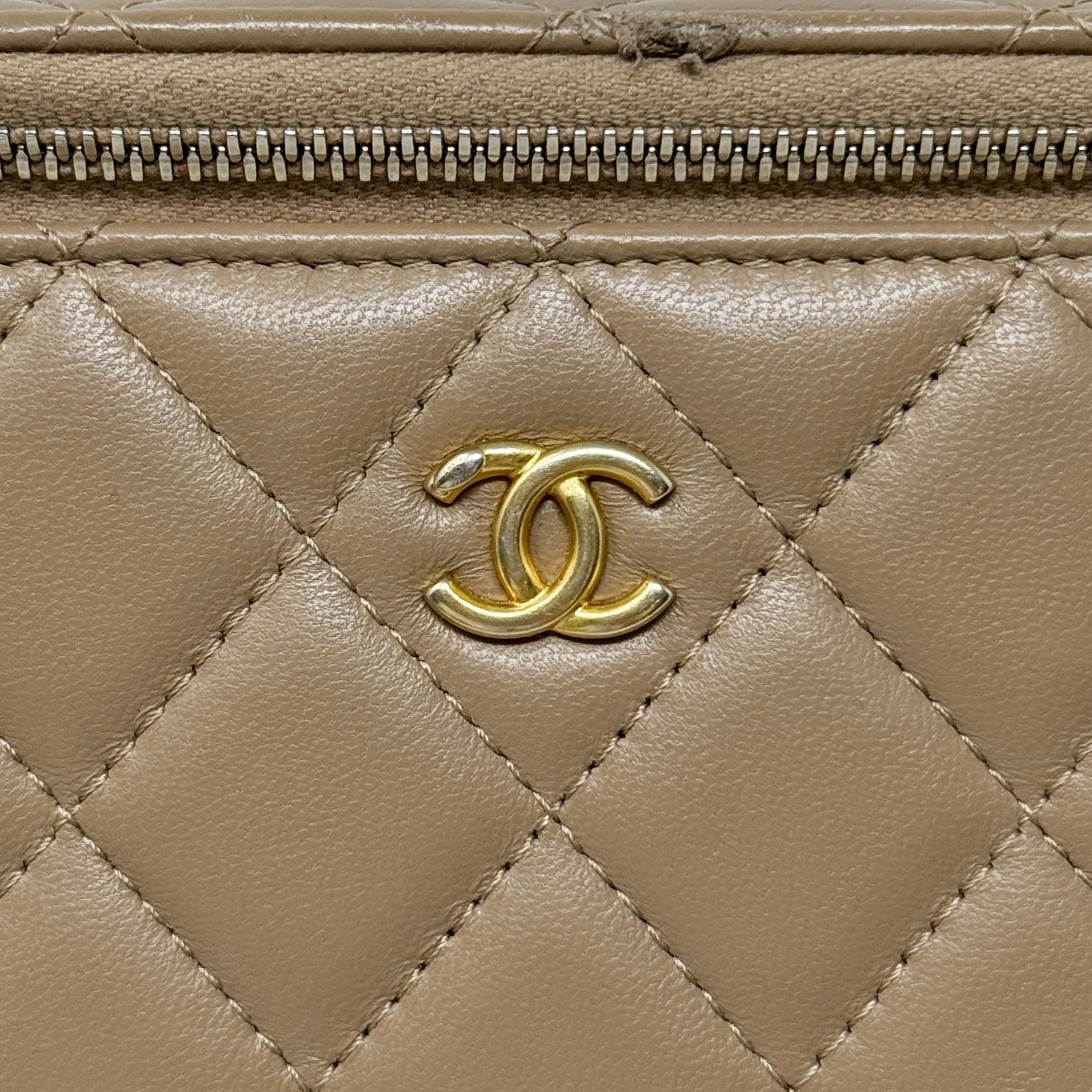 Chanel Beige Pearl Crush Vanity With Chain