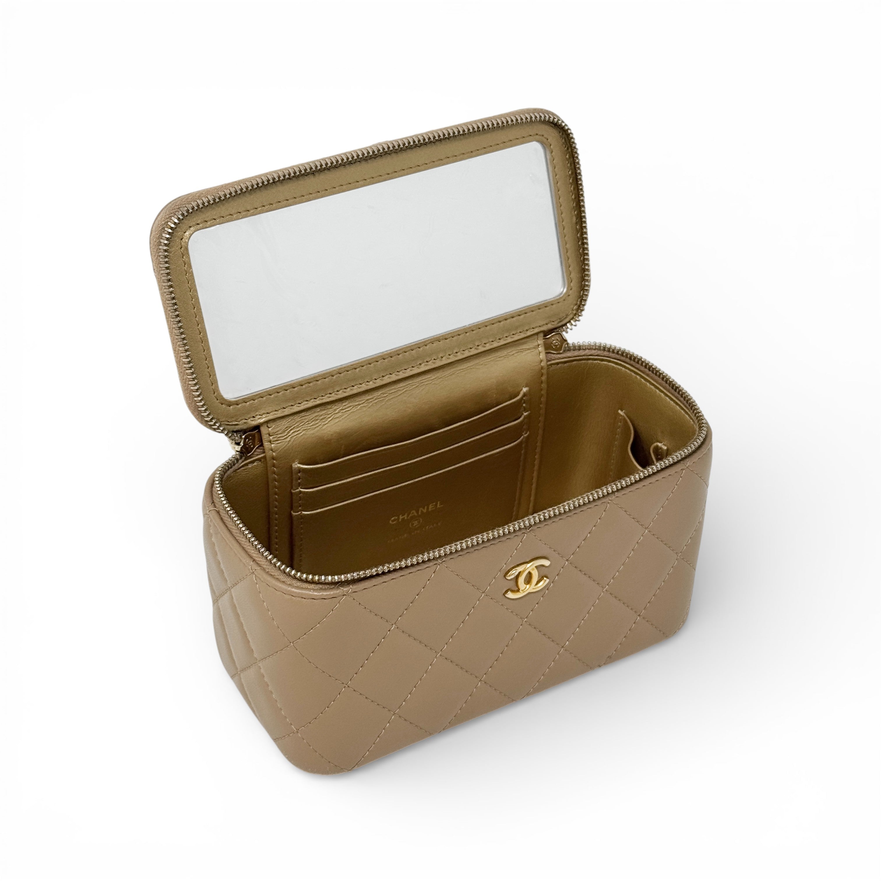 Chanel Beige Pearl Crush Vanity With Chain