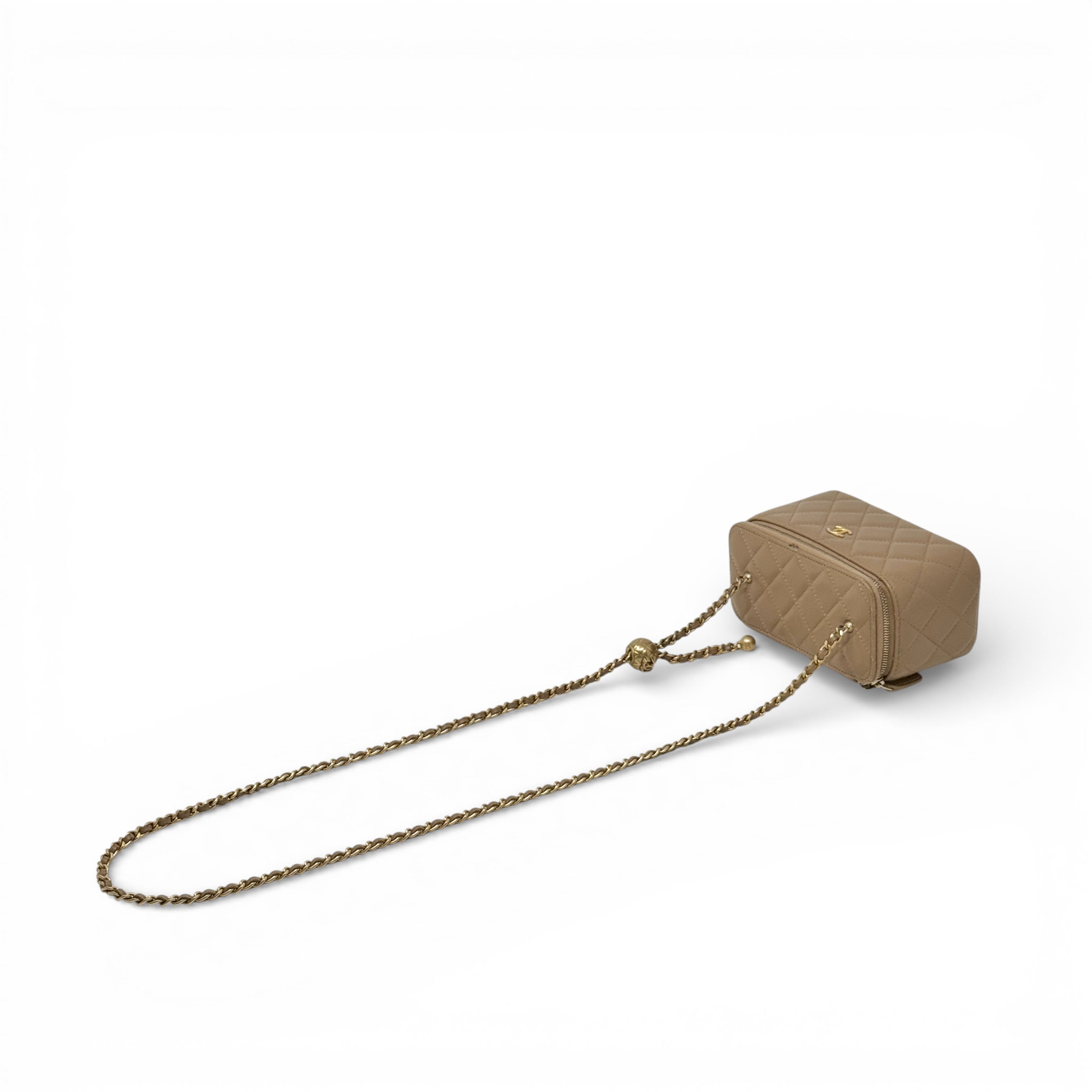 Chanel Beige Pearl Crush Vanity With Chain