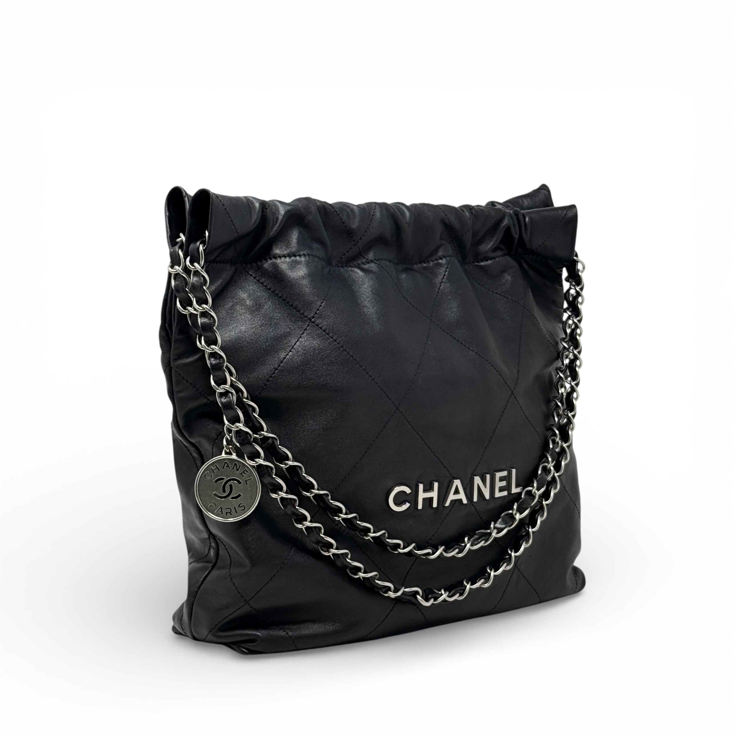 Chanel Black Small 22 Hobo With Pouch