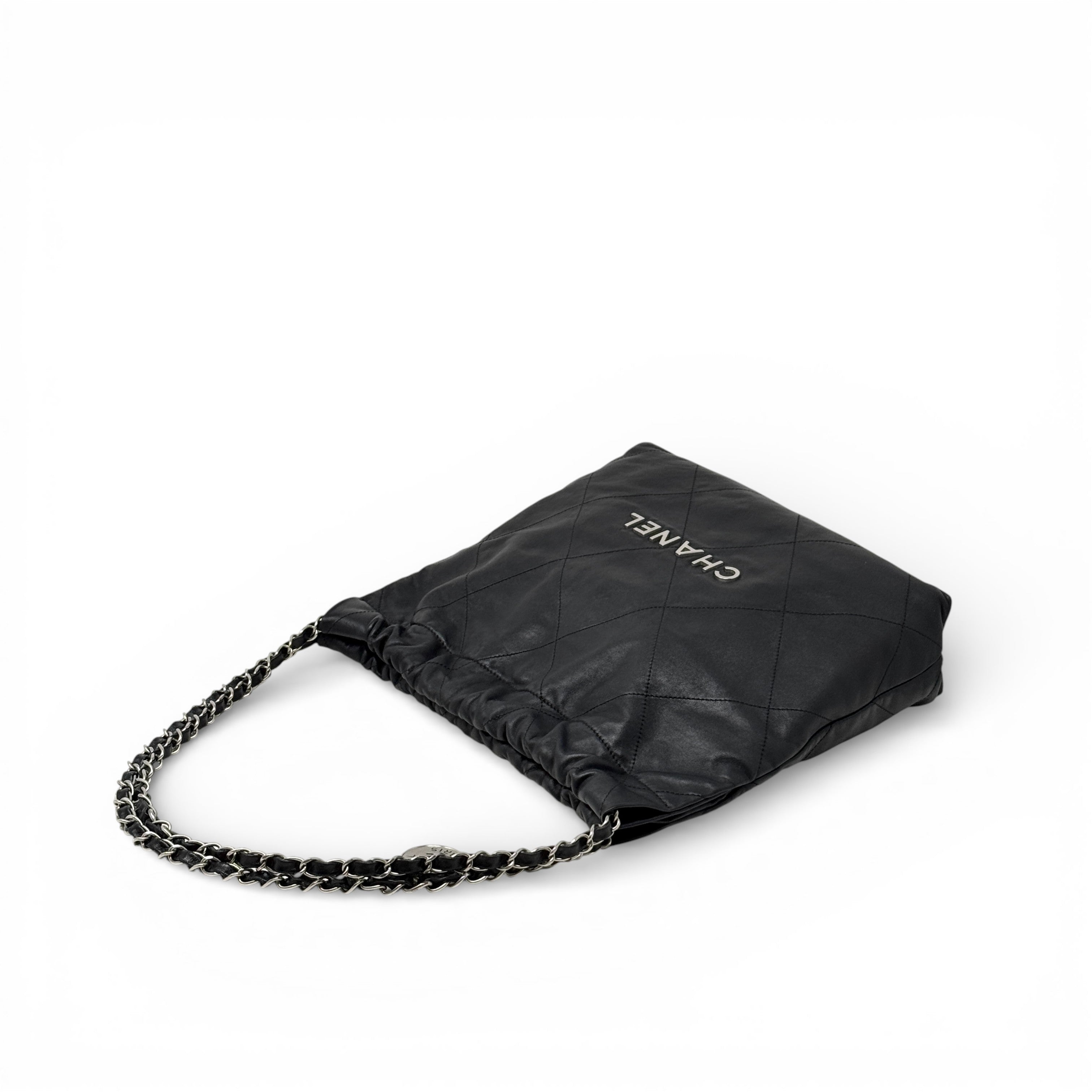 Chanel Black Small 22 Hobo With Pouch