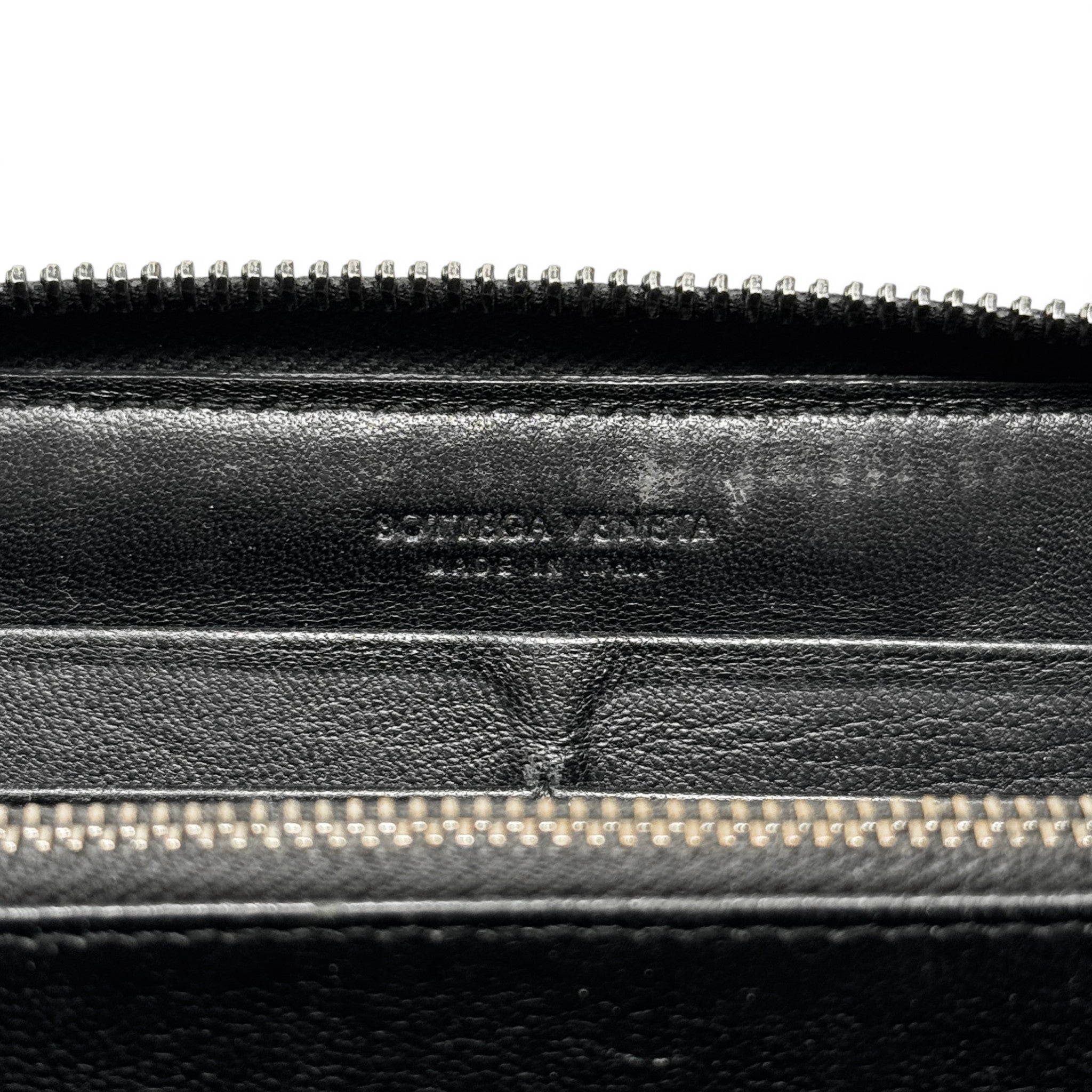 Bottega Veneta Black Intrecciato Zip Around Wallet