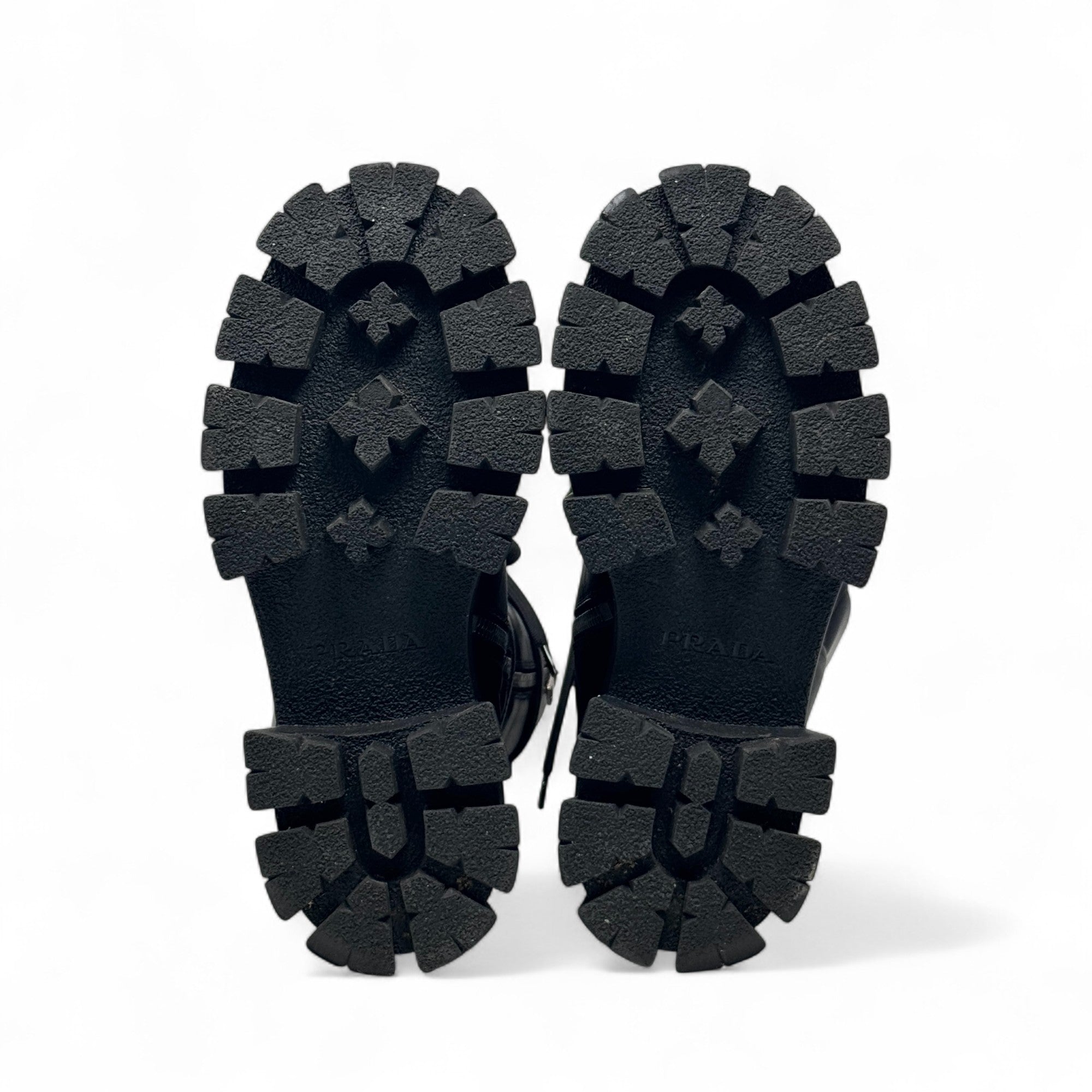 Prada Black Brushed Tall Monolith Combat Boots 37