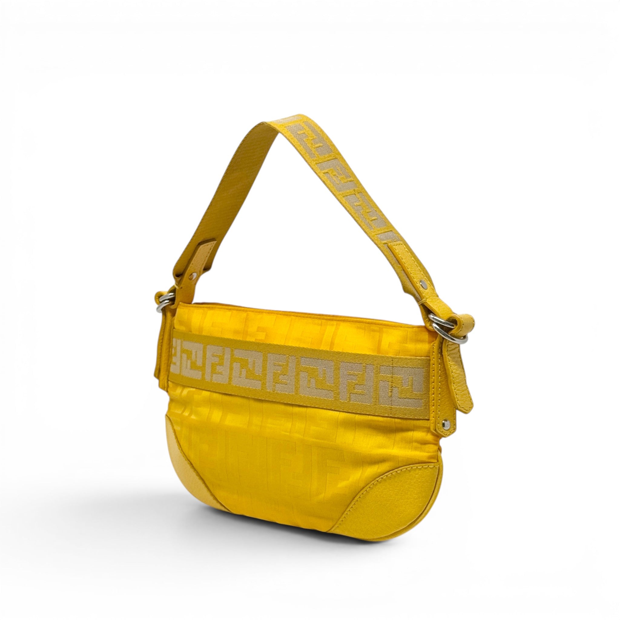 Fendi Yellow Nylon Zucca Accessories Pouch