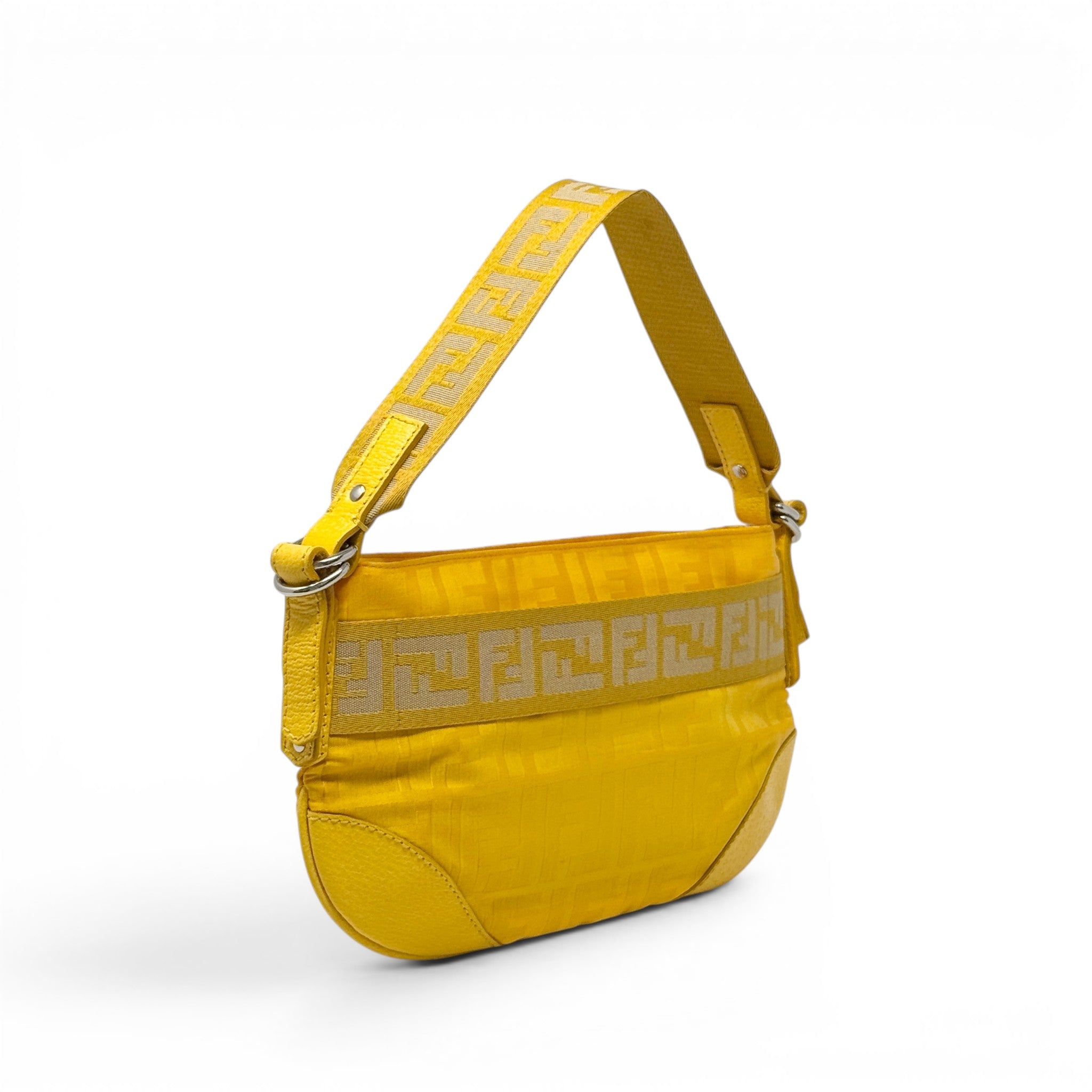 Fendi Yellow Nylon Zucca Accessories Pouch
