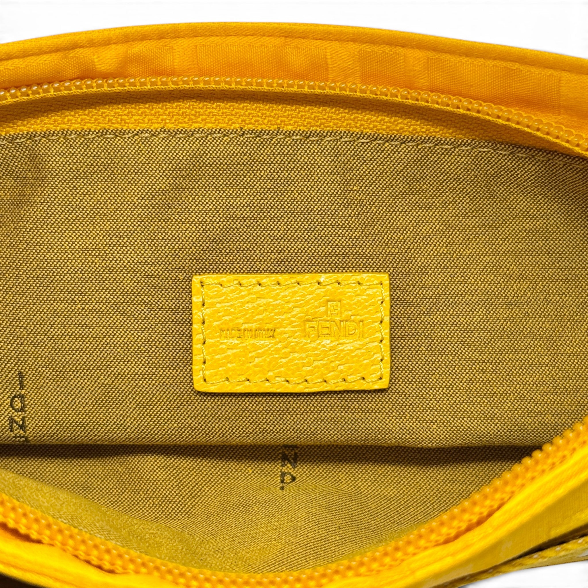 Fendi Yellow Nylon Zucca Accessories Pouch