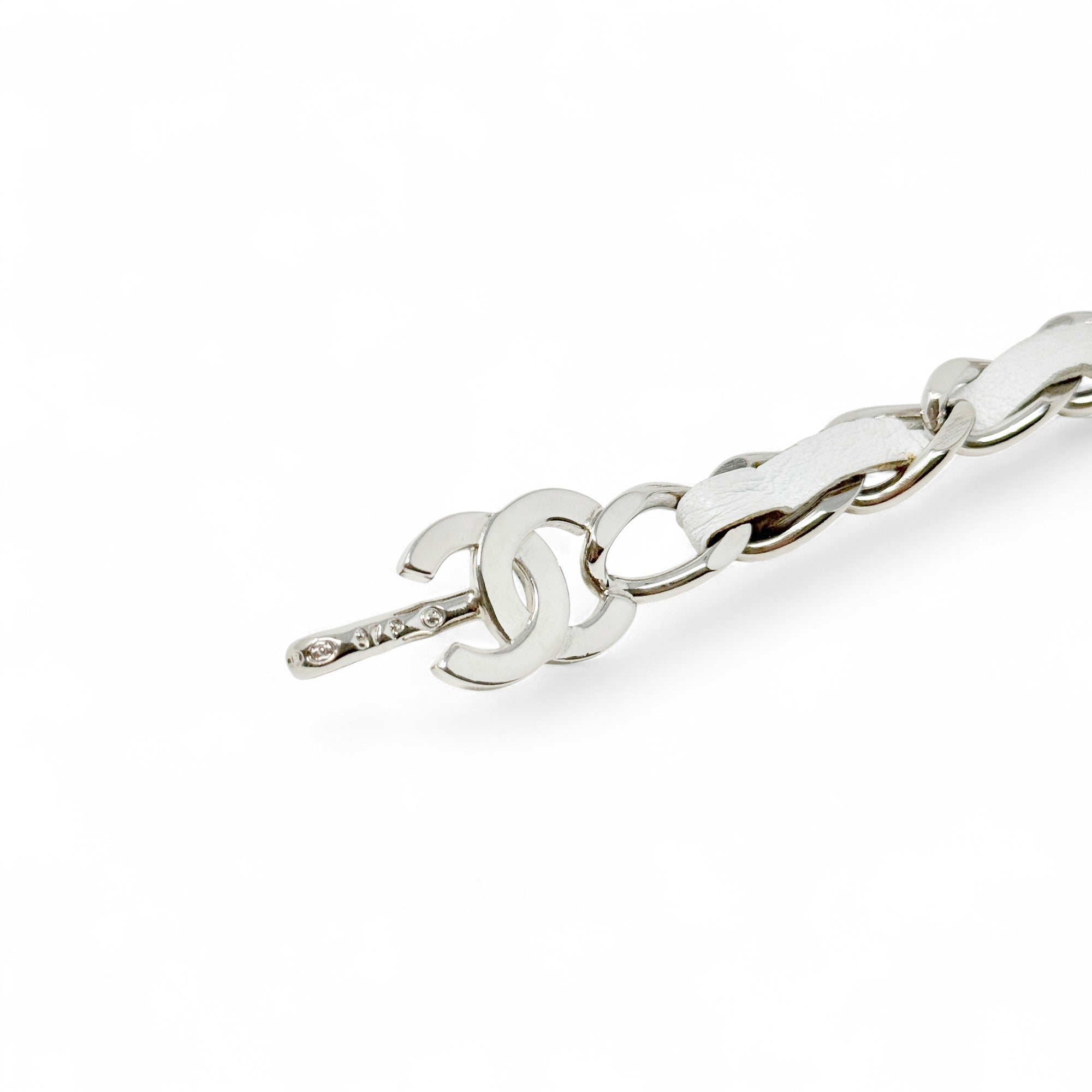 Chanel White Leather Chain CC Belt