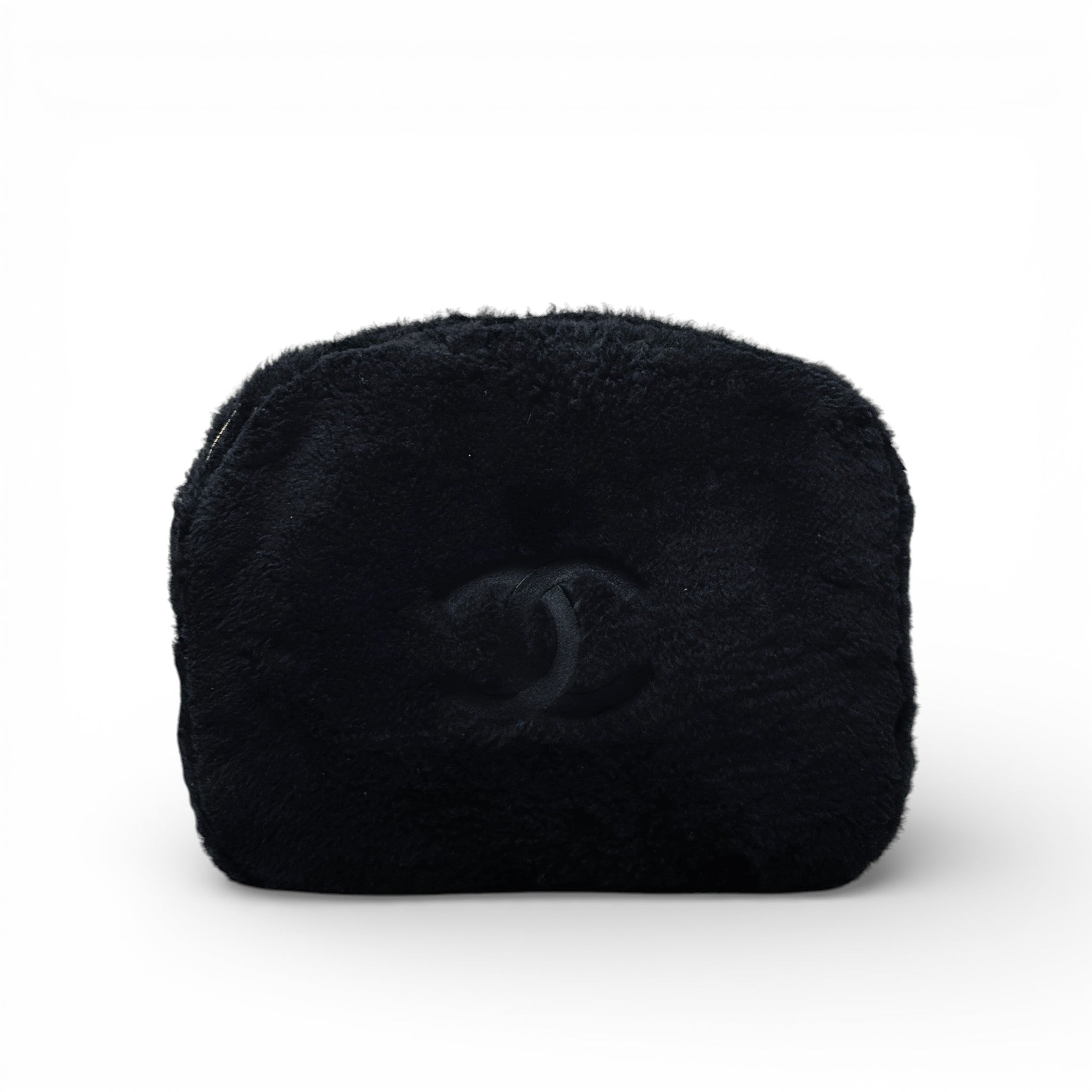 Chanel Black Shearling Flat Mules 37 With Pouch
