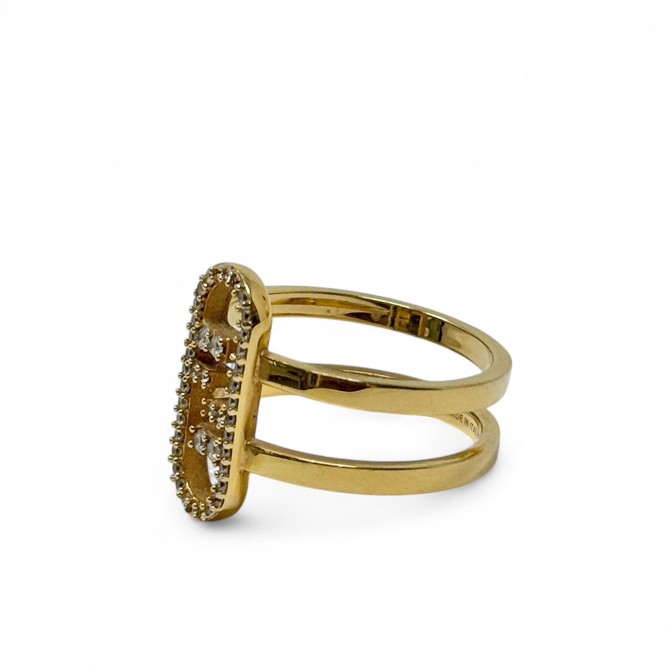Fendi Gold Crystal O'Lock Ring | Jadore Couture