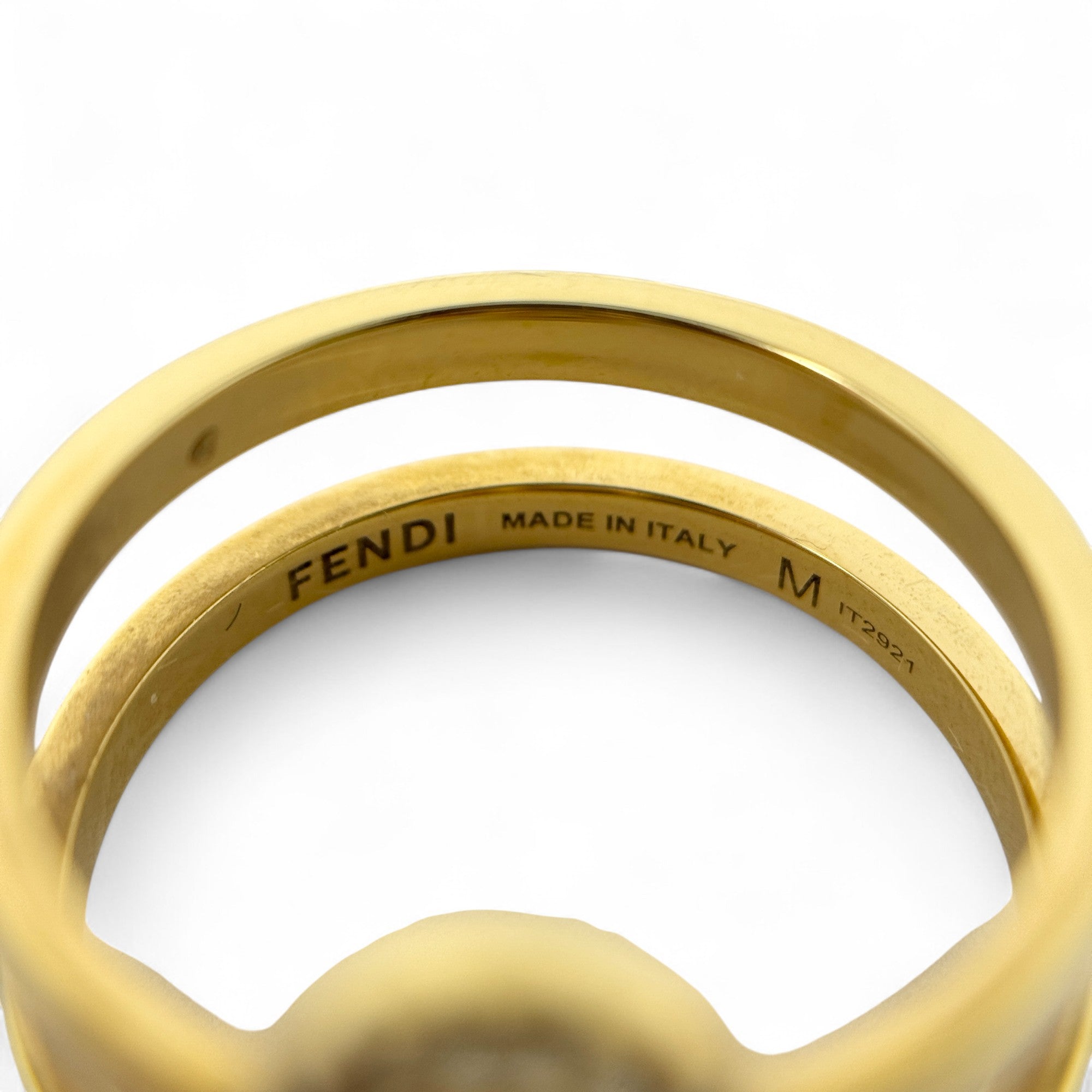 Fendi Gold Crystal O'Lock Ring | Jadore Couture