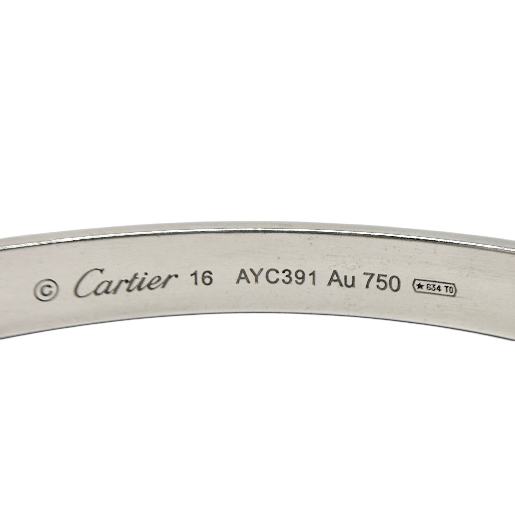 Cartier White Gold Love Bracelet 16