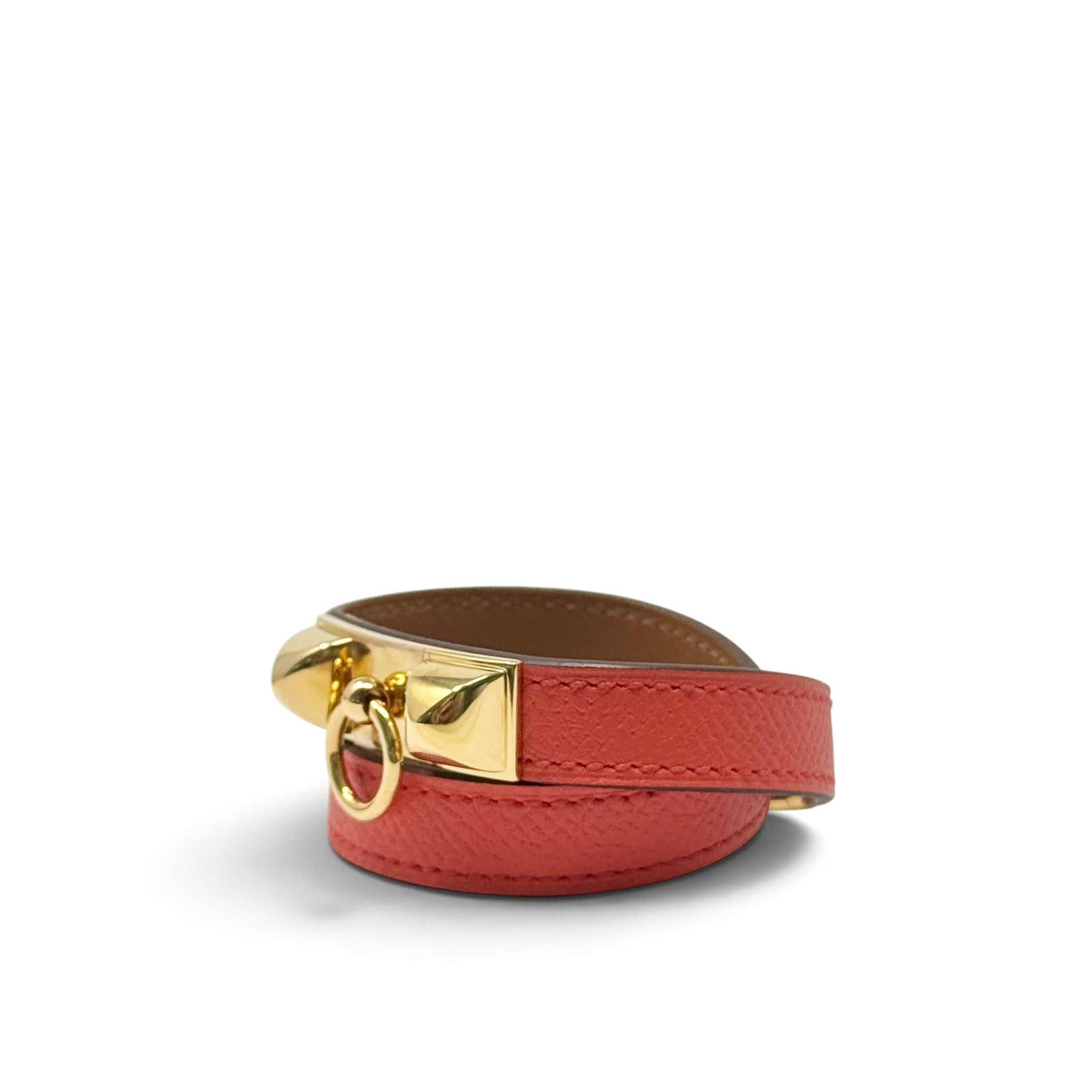 Hermes Rose Jaipur Epsom Rivale Double Tour Bracelet T1