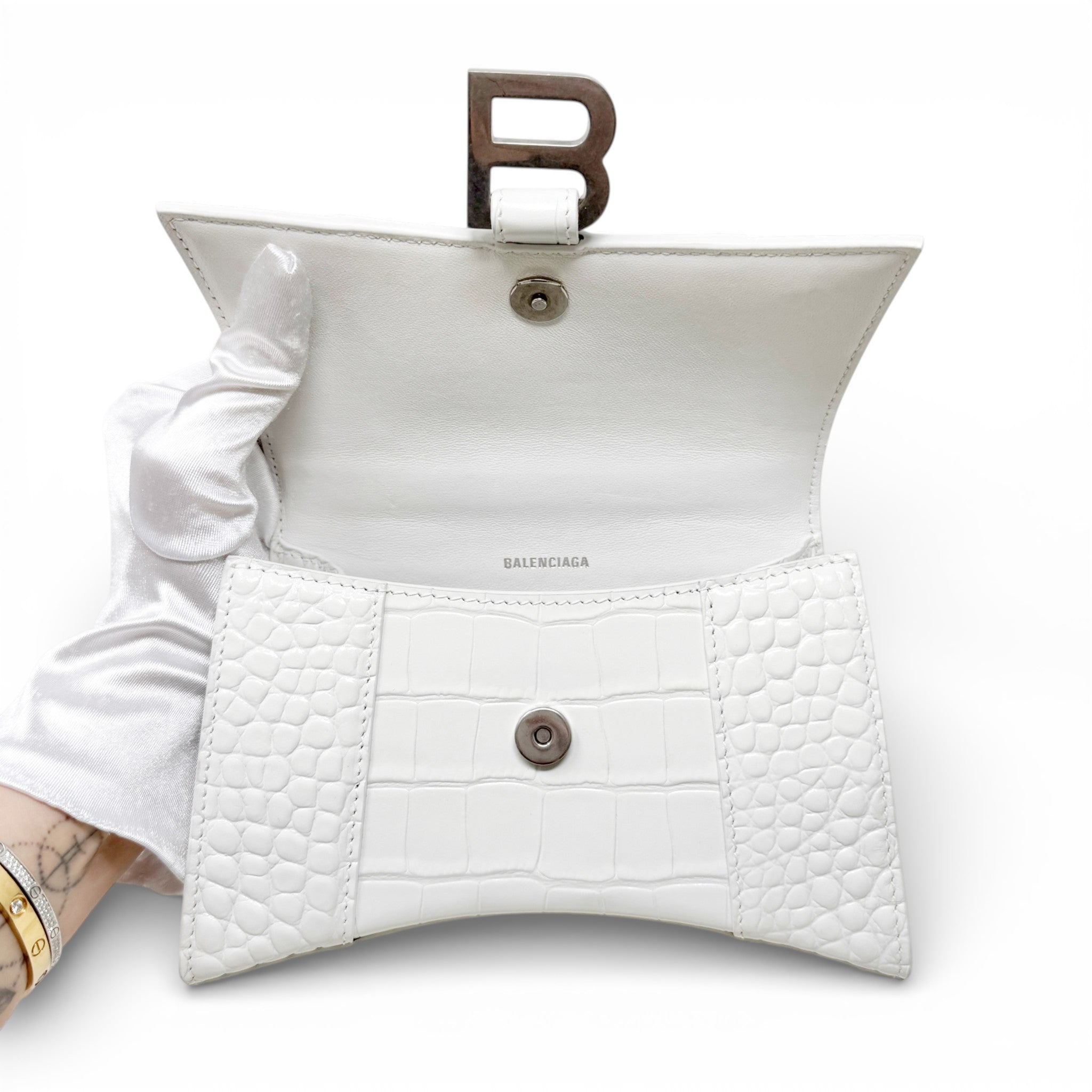 Balenciaga White XS Hourglass Bag