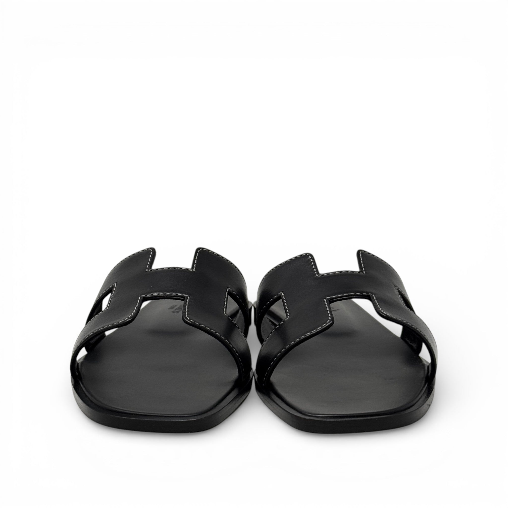 Hermes Noir Oran Sandals 36.5