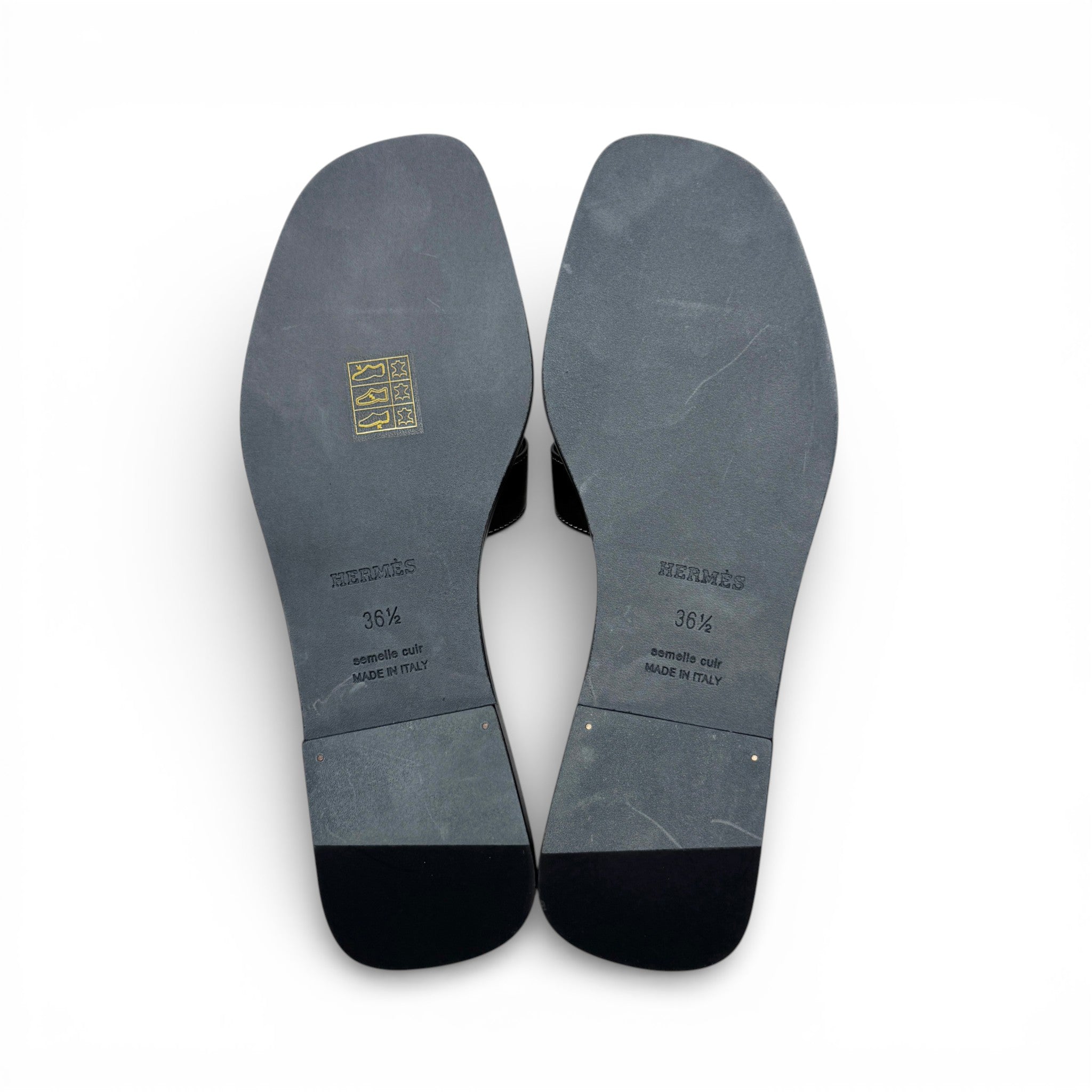 Hermes Noir Oran Sandals 36.5