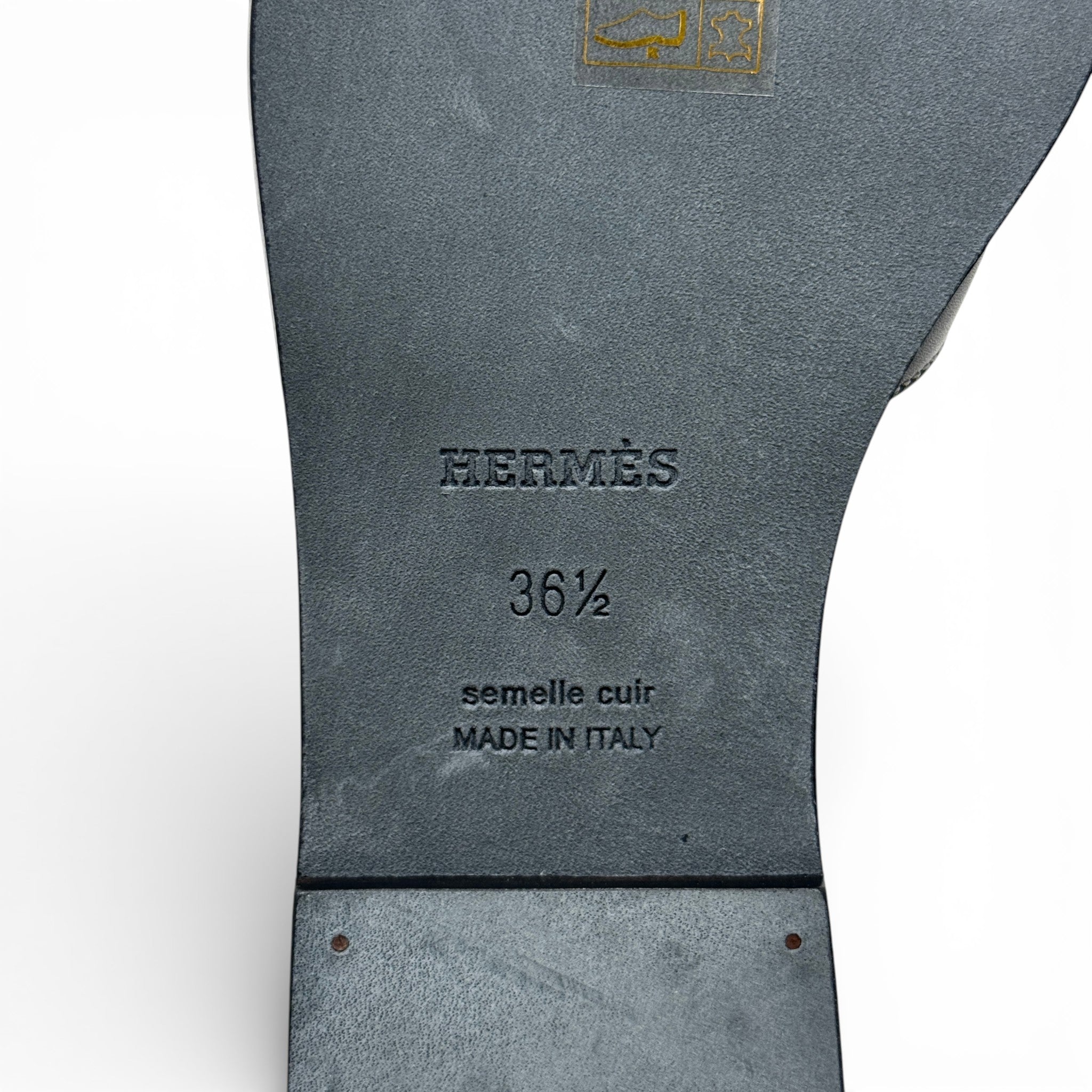 Hermes Noir Oran Sandals 36.5