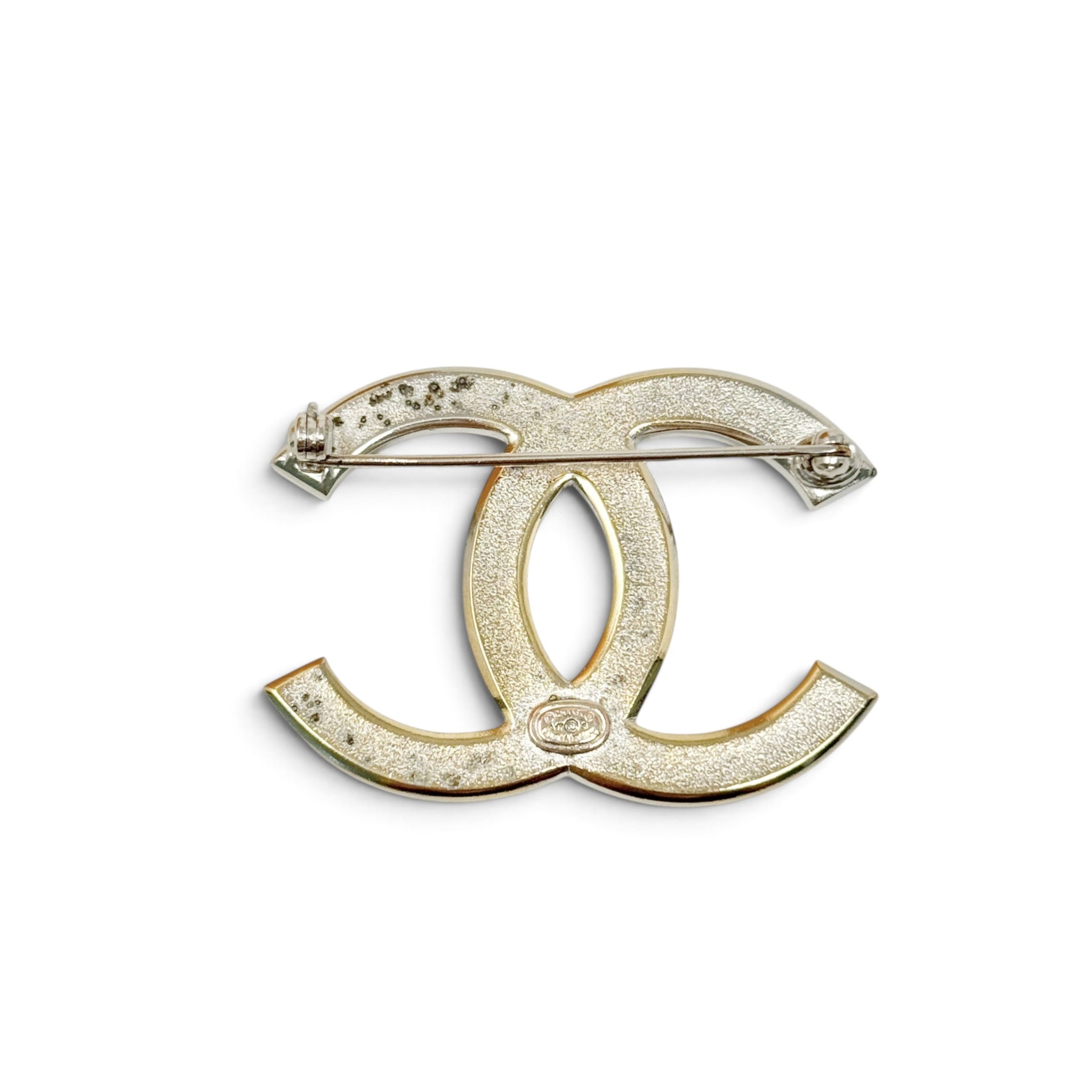 Chanel Gold Crystal CC Brooch
