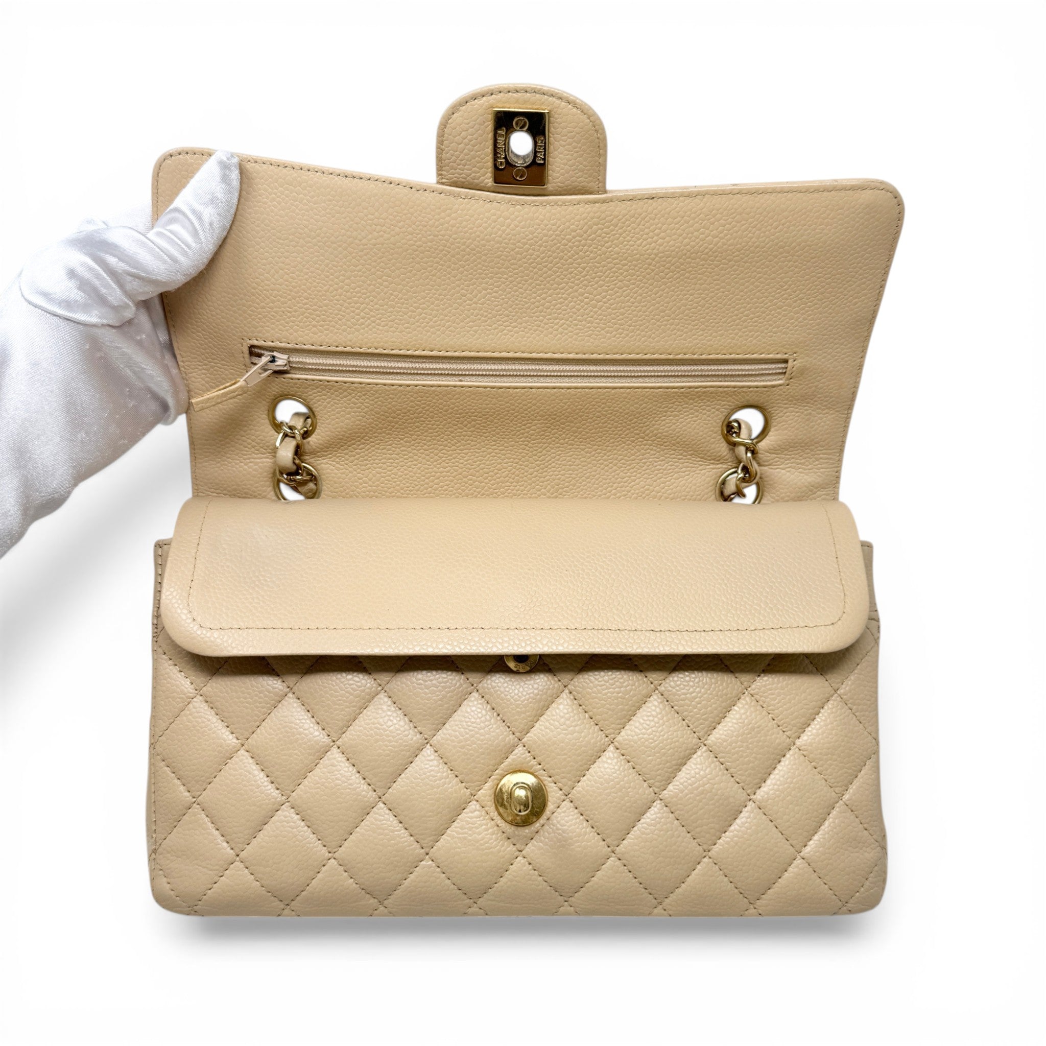 Chanel Beige Medium Classic Flap
