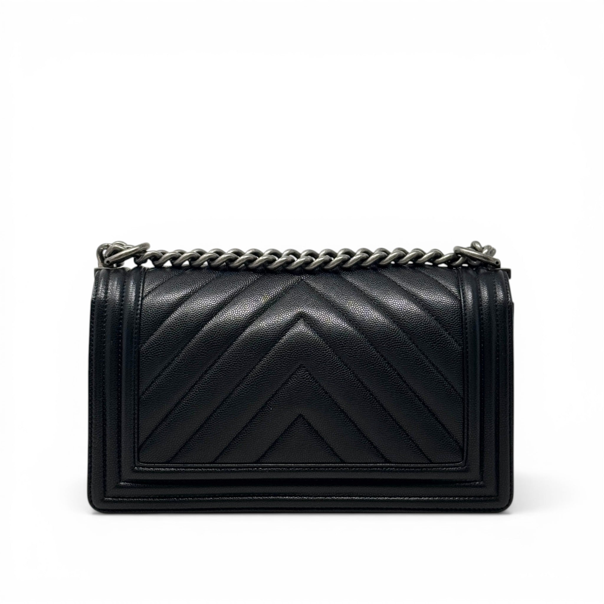 Chanel Black Chevron Medium Boy Bag