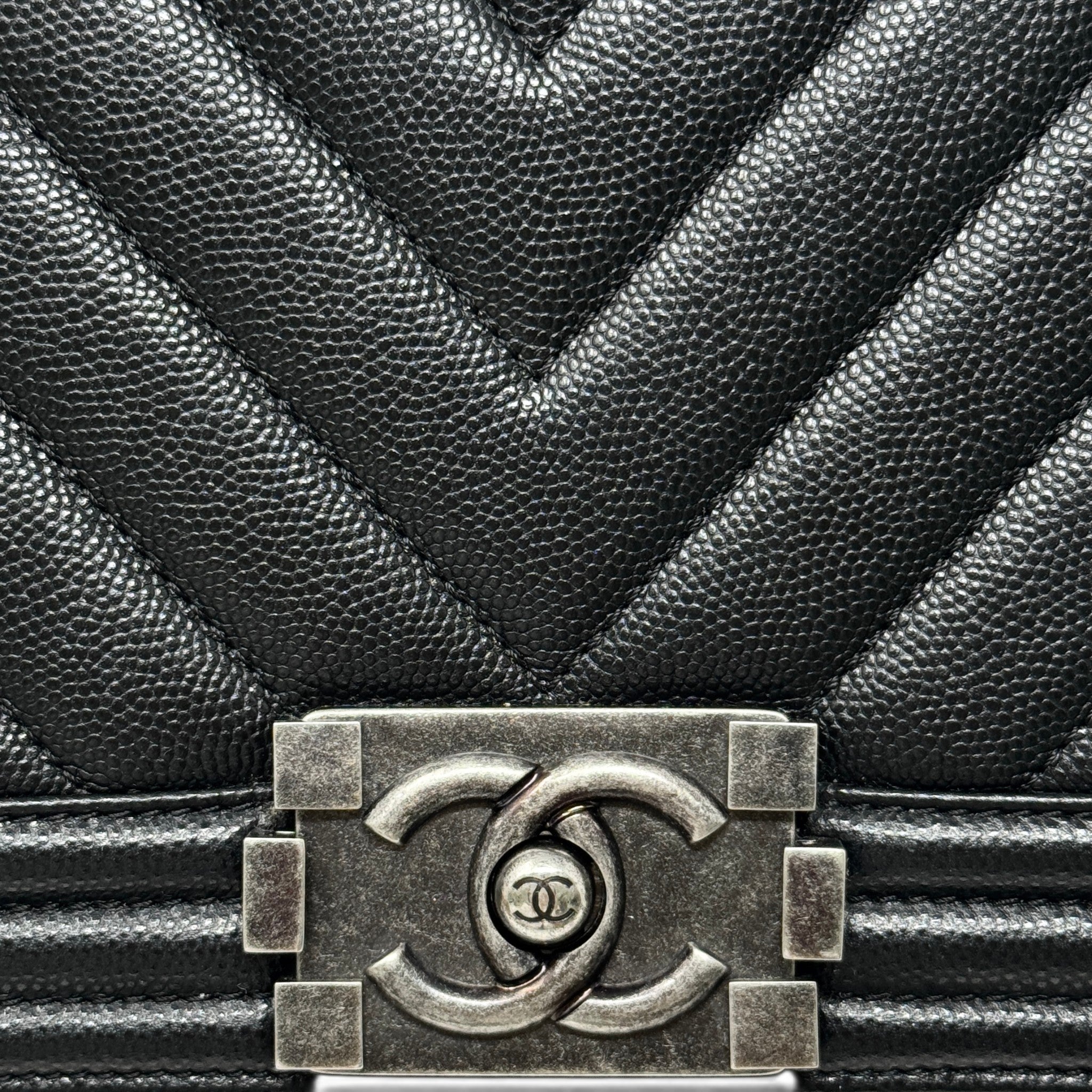 Chanel Black Chevron Medium Boy Bag