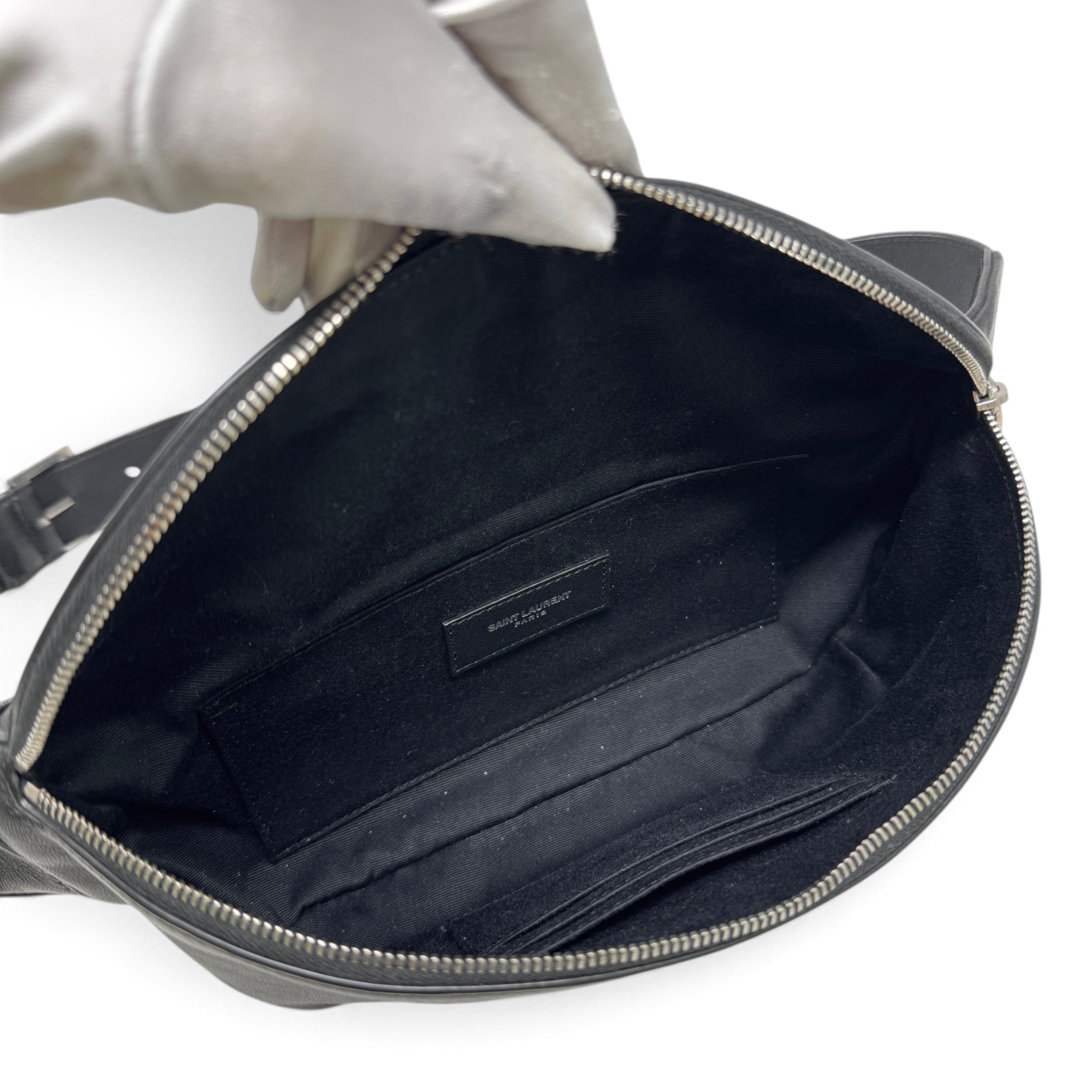 Saint Laurent Black Cassandre Classic Belt Bag