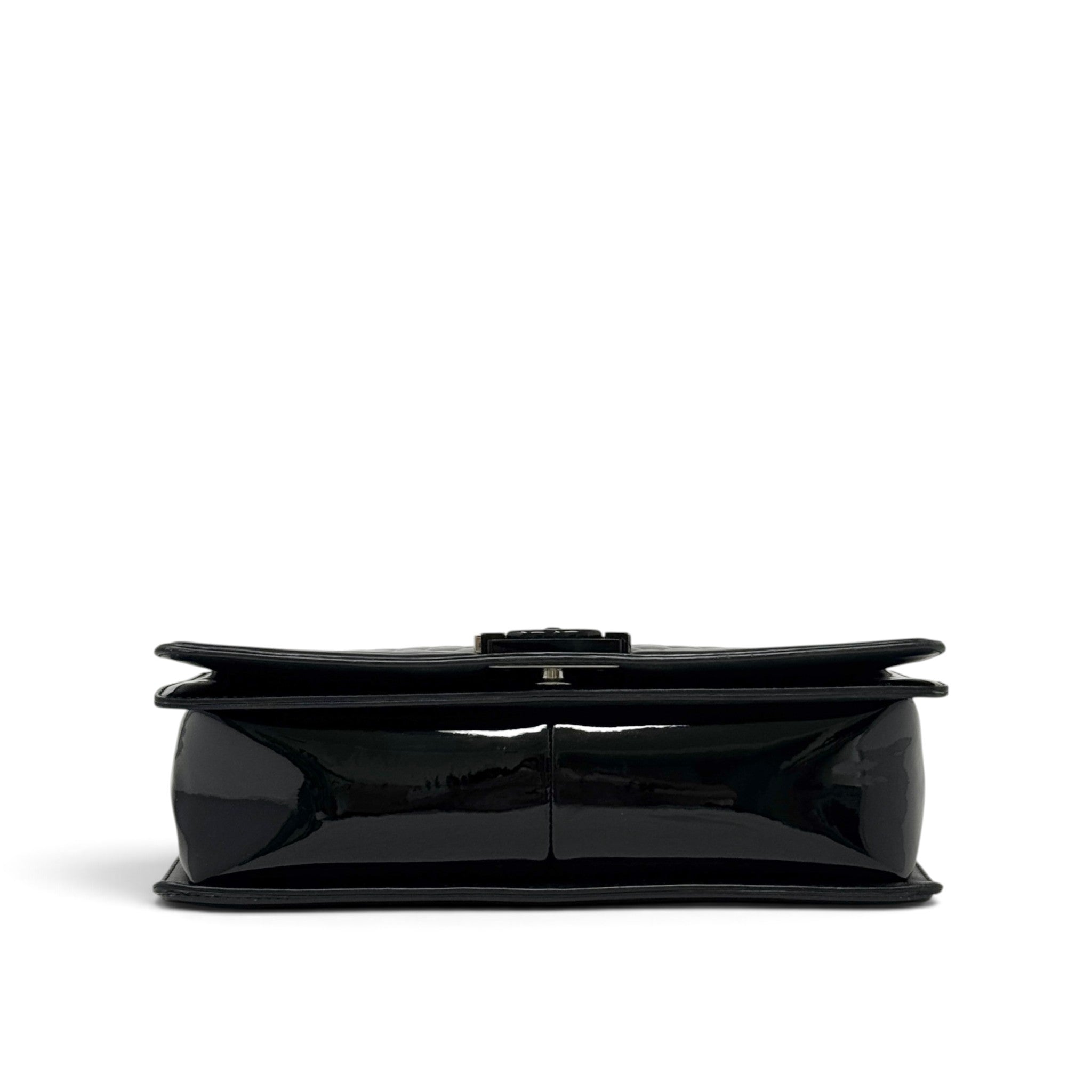 Chanel Black Patent Medium Boy Bag